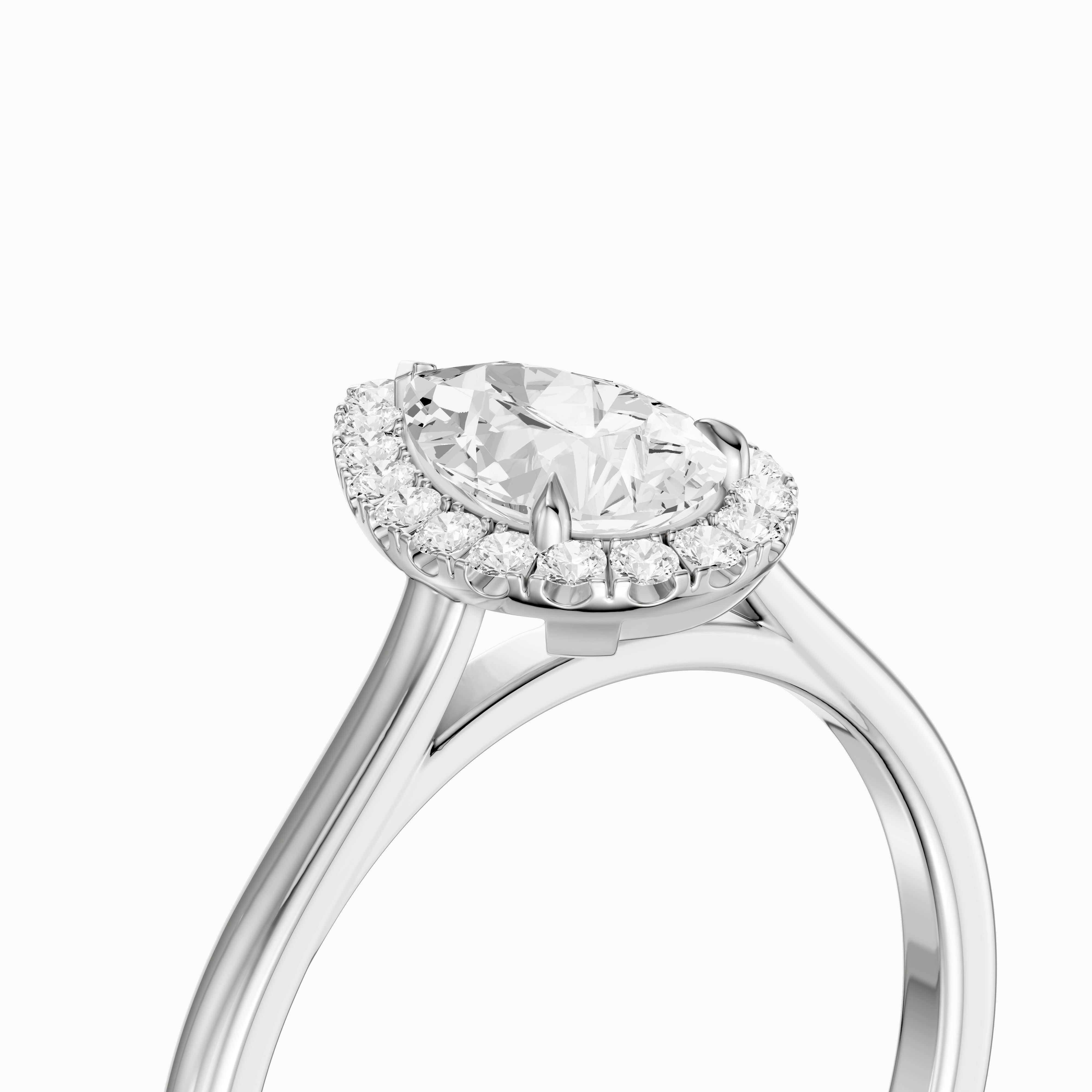 Millie Pear Cut Halo Cathedral Style Moissanite Diamond Ring