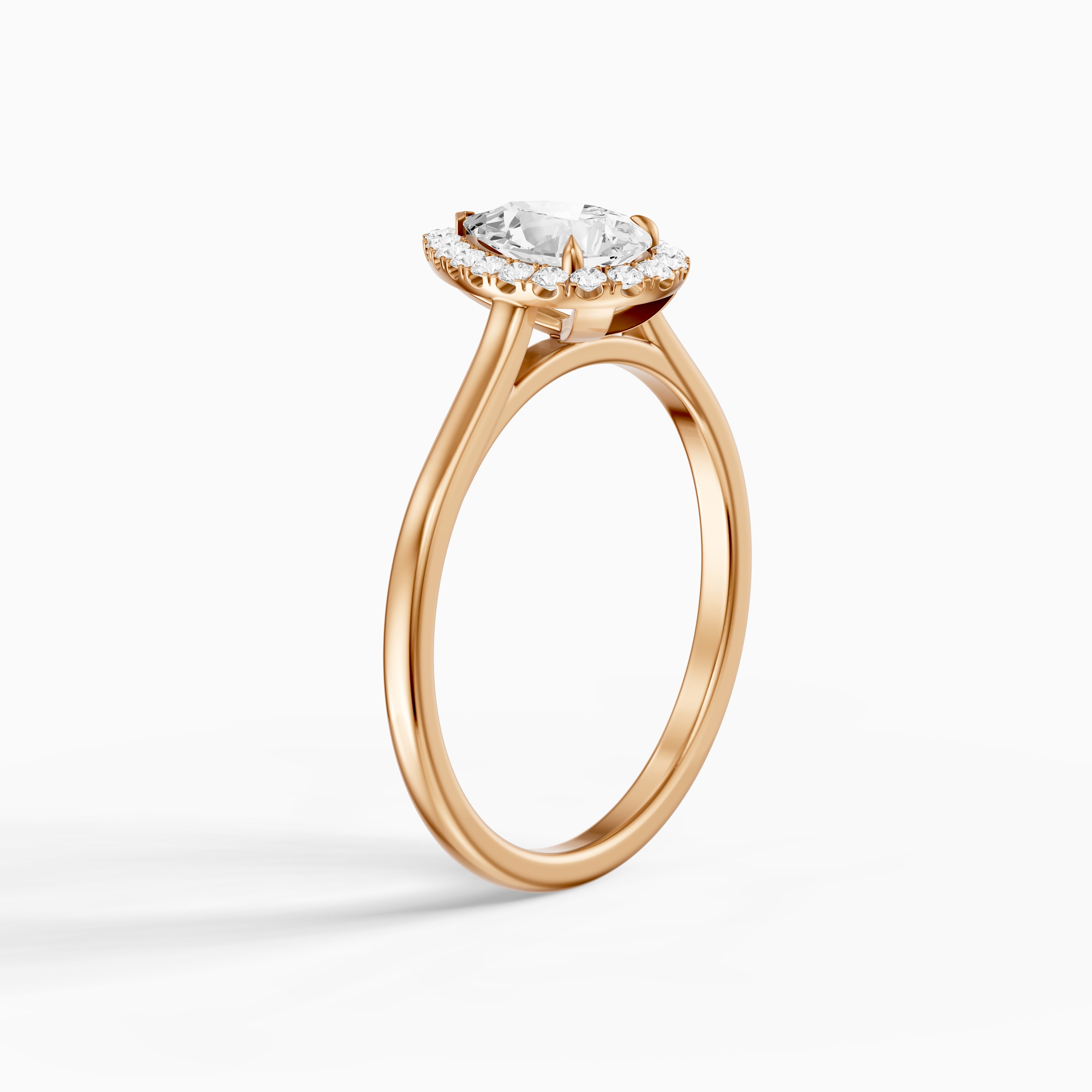 Millie Pear Cut Halo Cathedral Style Moissanite Diamond Ring