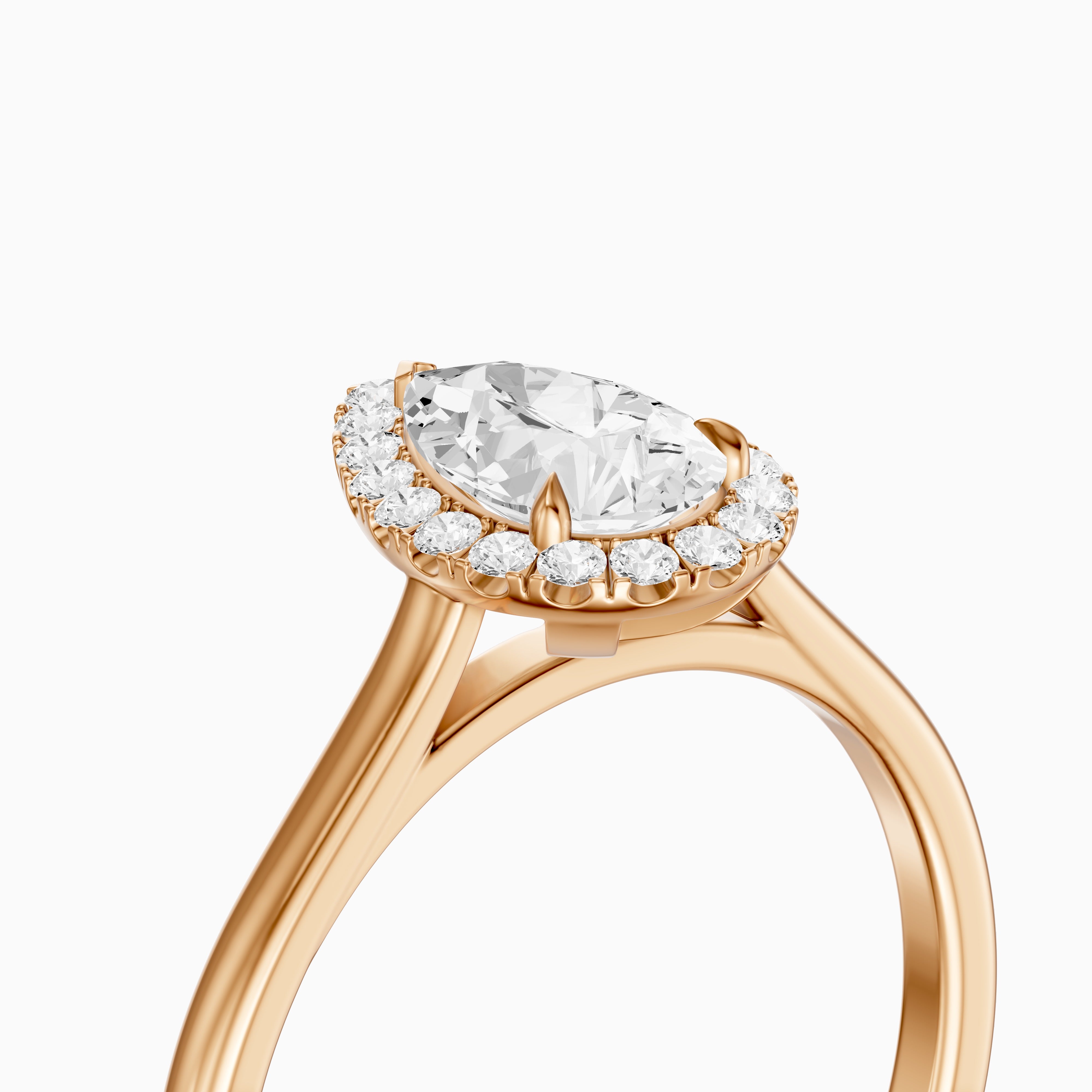 Millie Pear Cut Halo Cathedral Style Moissanite Diamond Ring