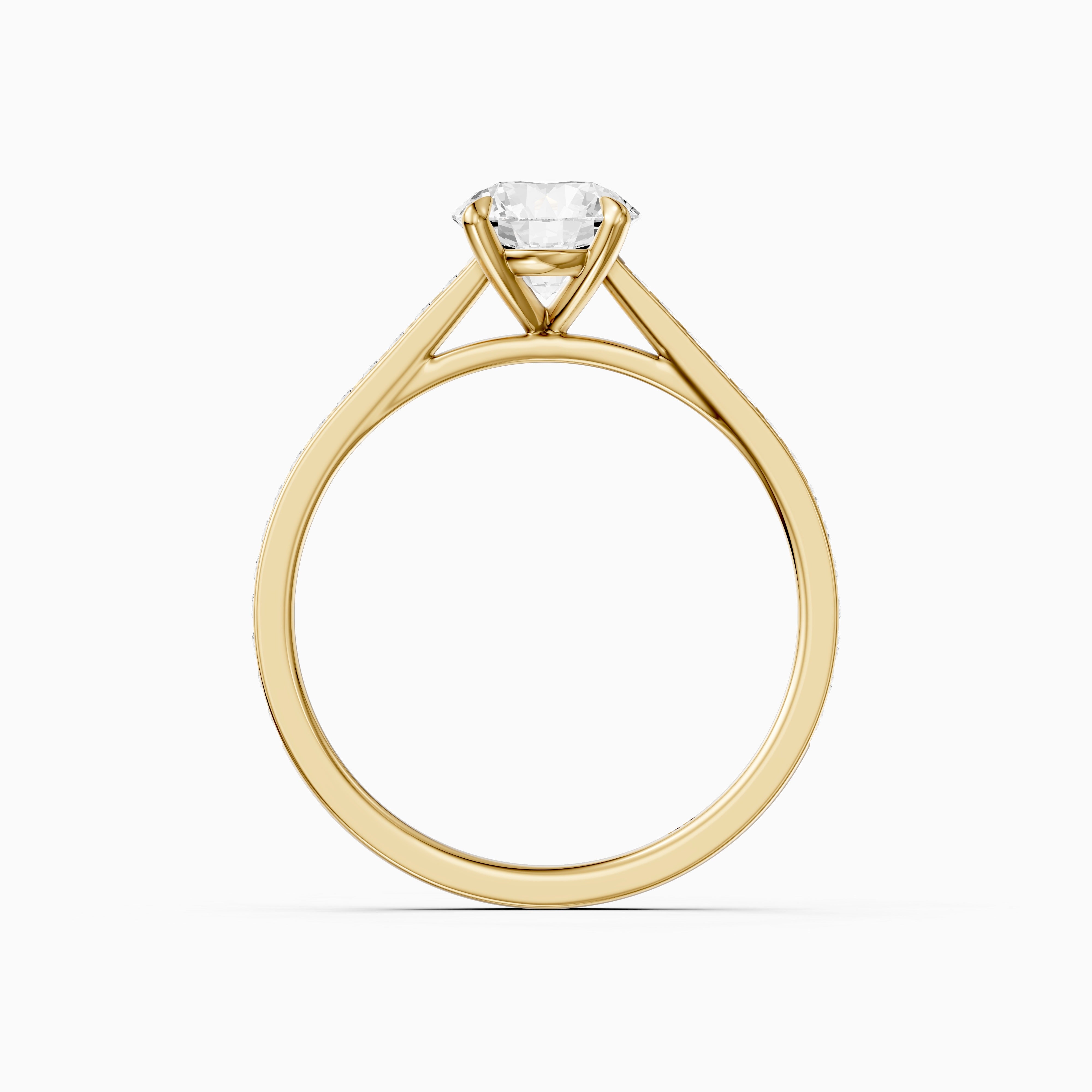 Callie 4 Prong Round Cut Side Stone Channel Set Moissanite Diamond Ring