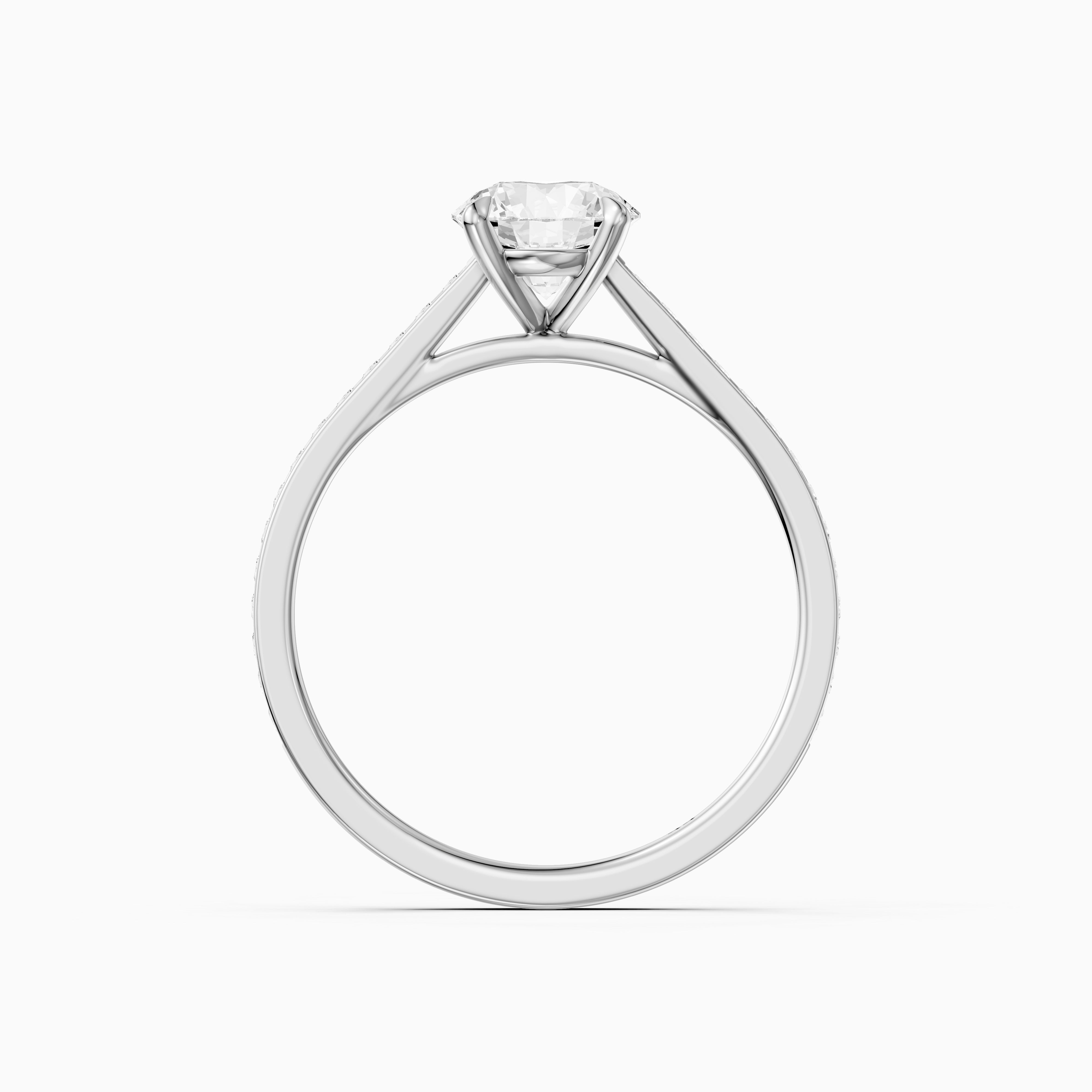 Callie 4 Prong Round Cut Side Stone Channel Set Moissanite Diamond Ring