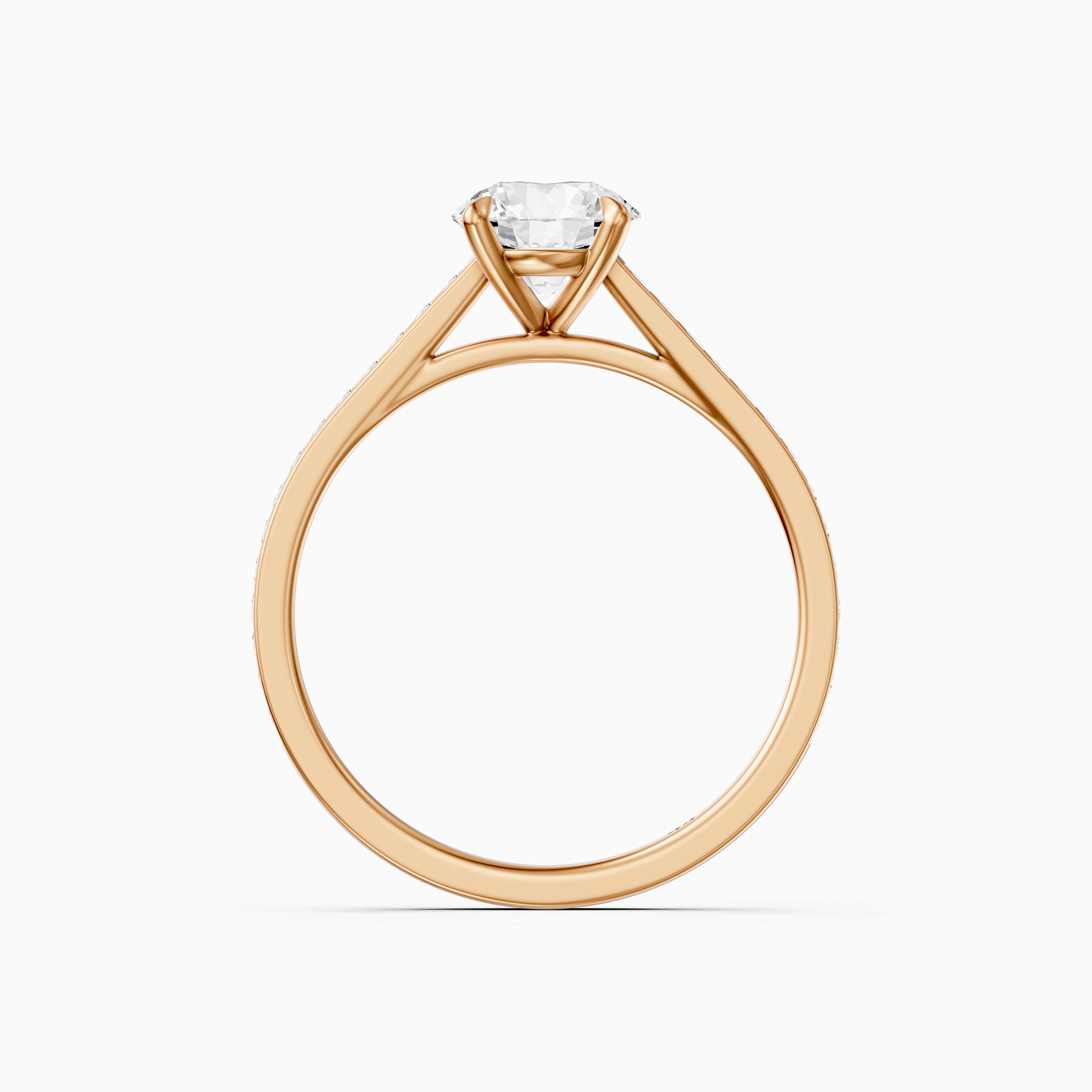 Callie 4 Prong Round Cut Side Stone Channel Set Moissanite Diamond Ring