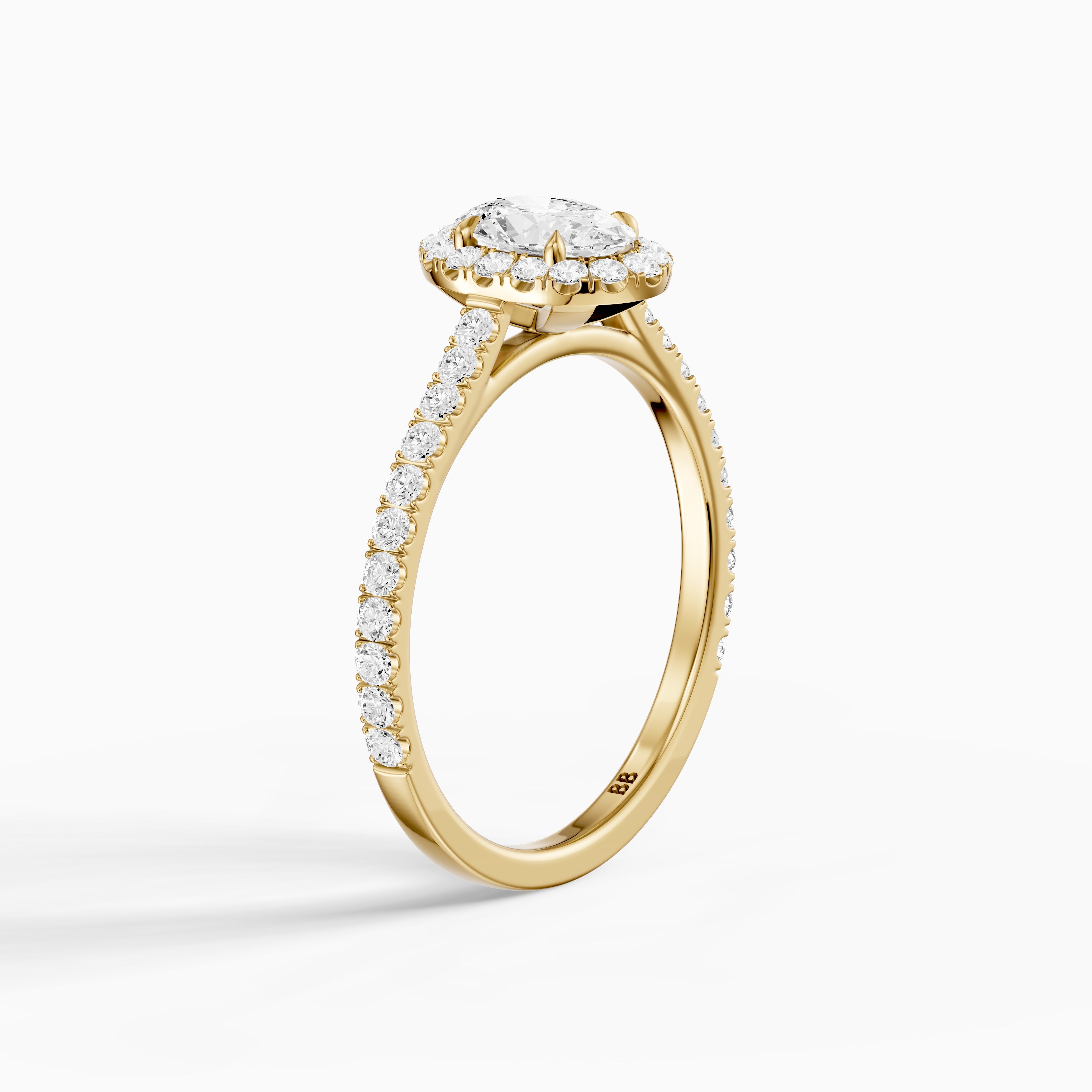 Camryn Oval Halo Pave Side Stone Lab Grown Diamond Ring