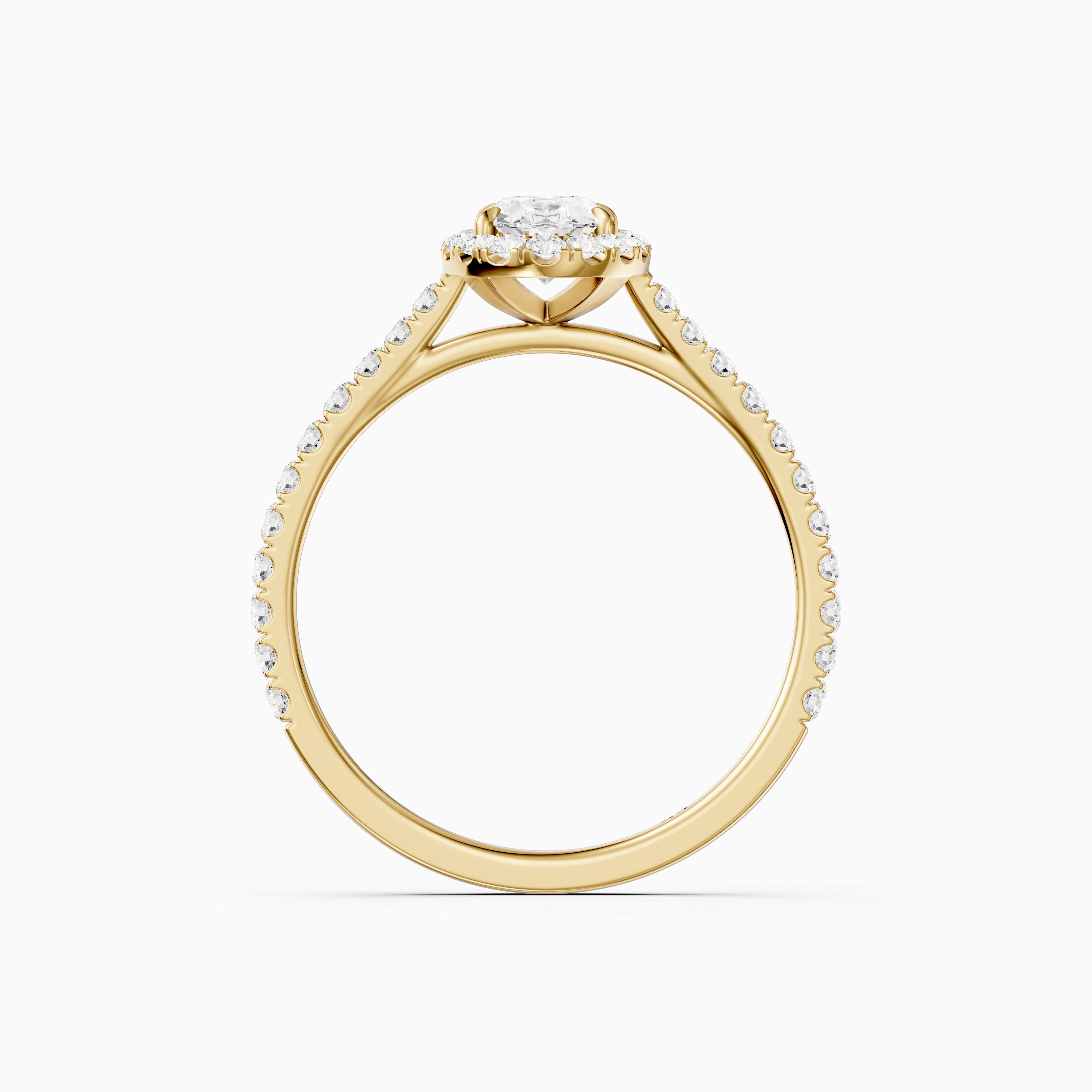 Camryn Oval Halo Pave Side Stone Moissanite Diamond Ring