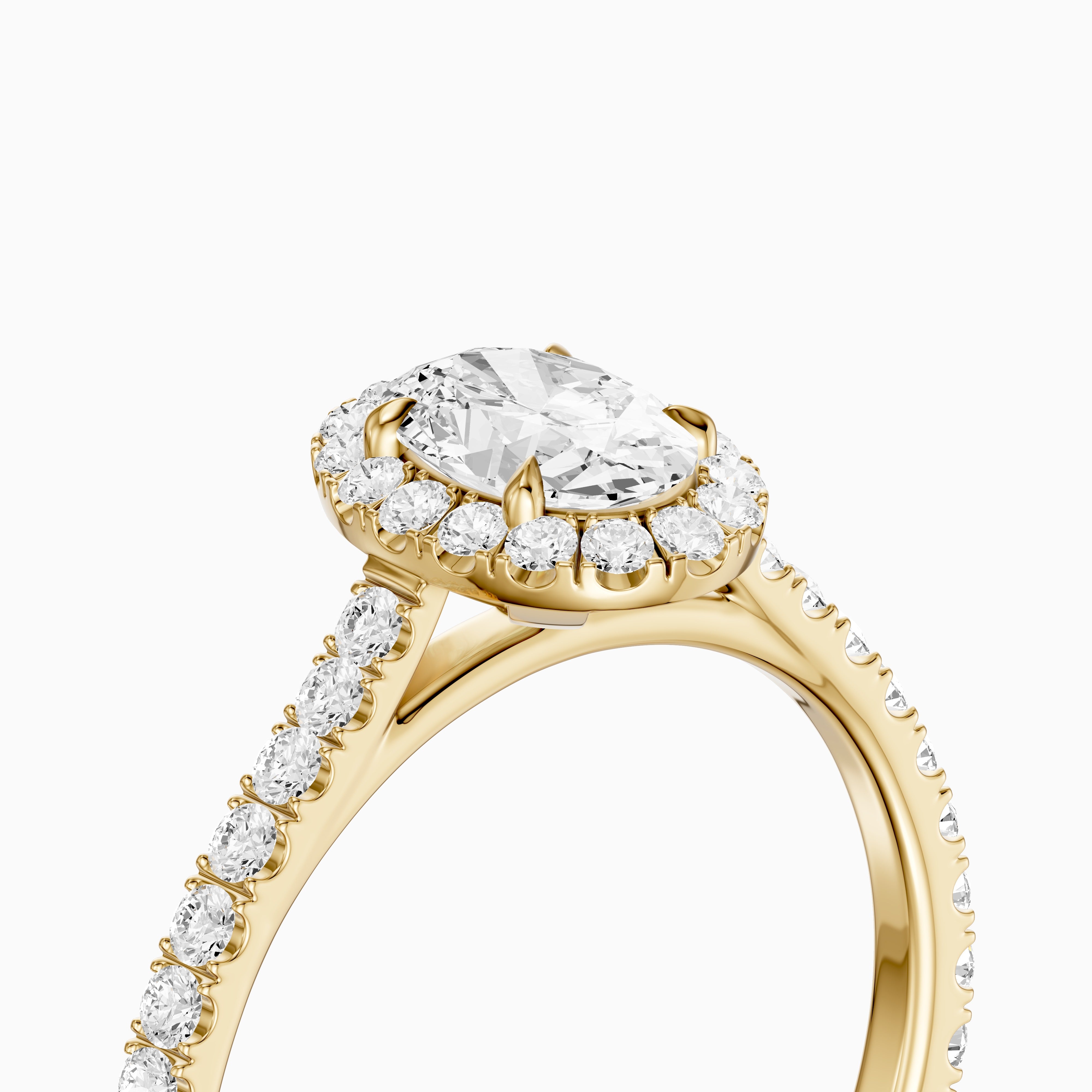 Camryn Oval Halo Pave Side Stone Moissanite Diamond Ring