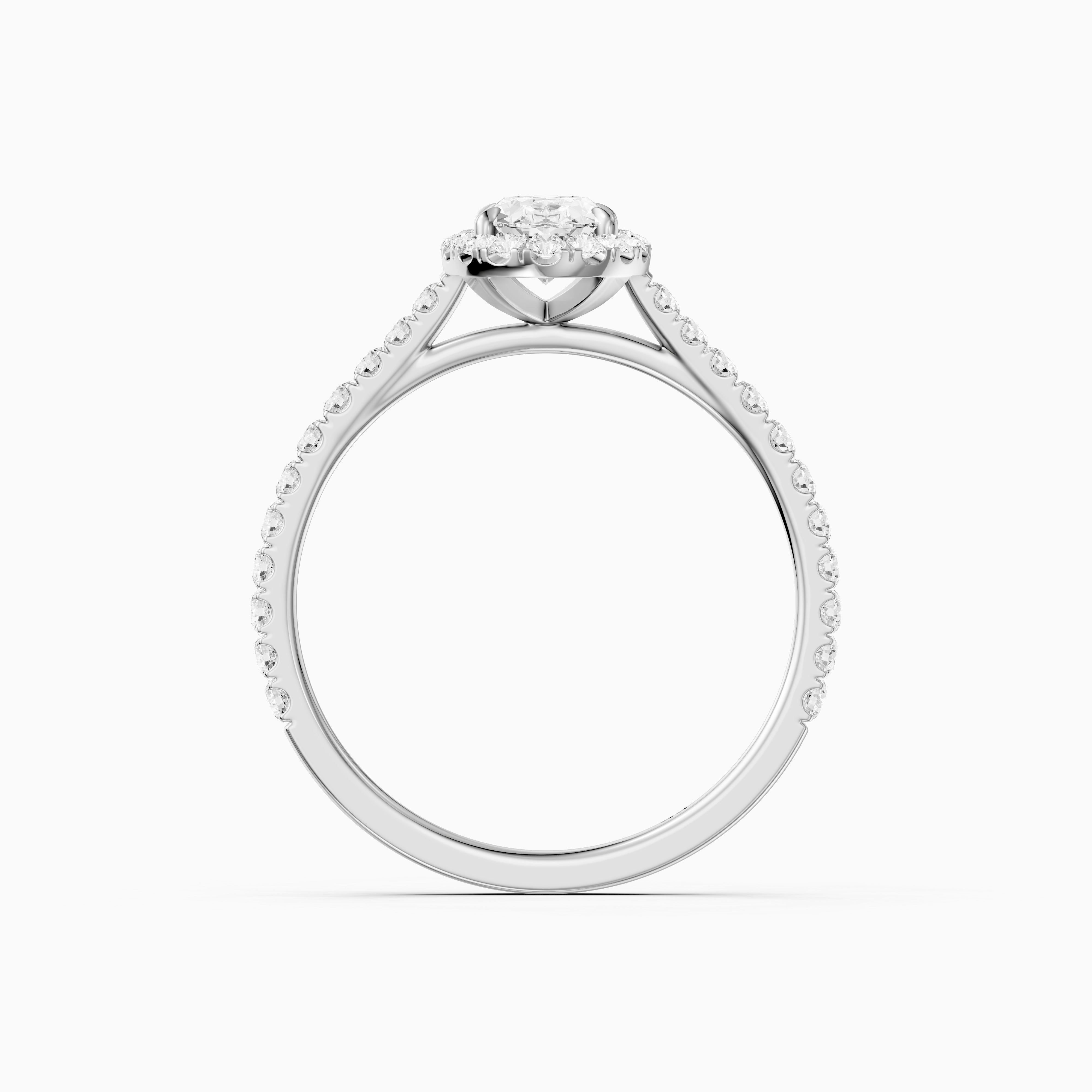 Camryn Oval Halo Pave Side Stone Moissanite Diamond Ring