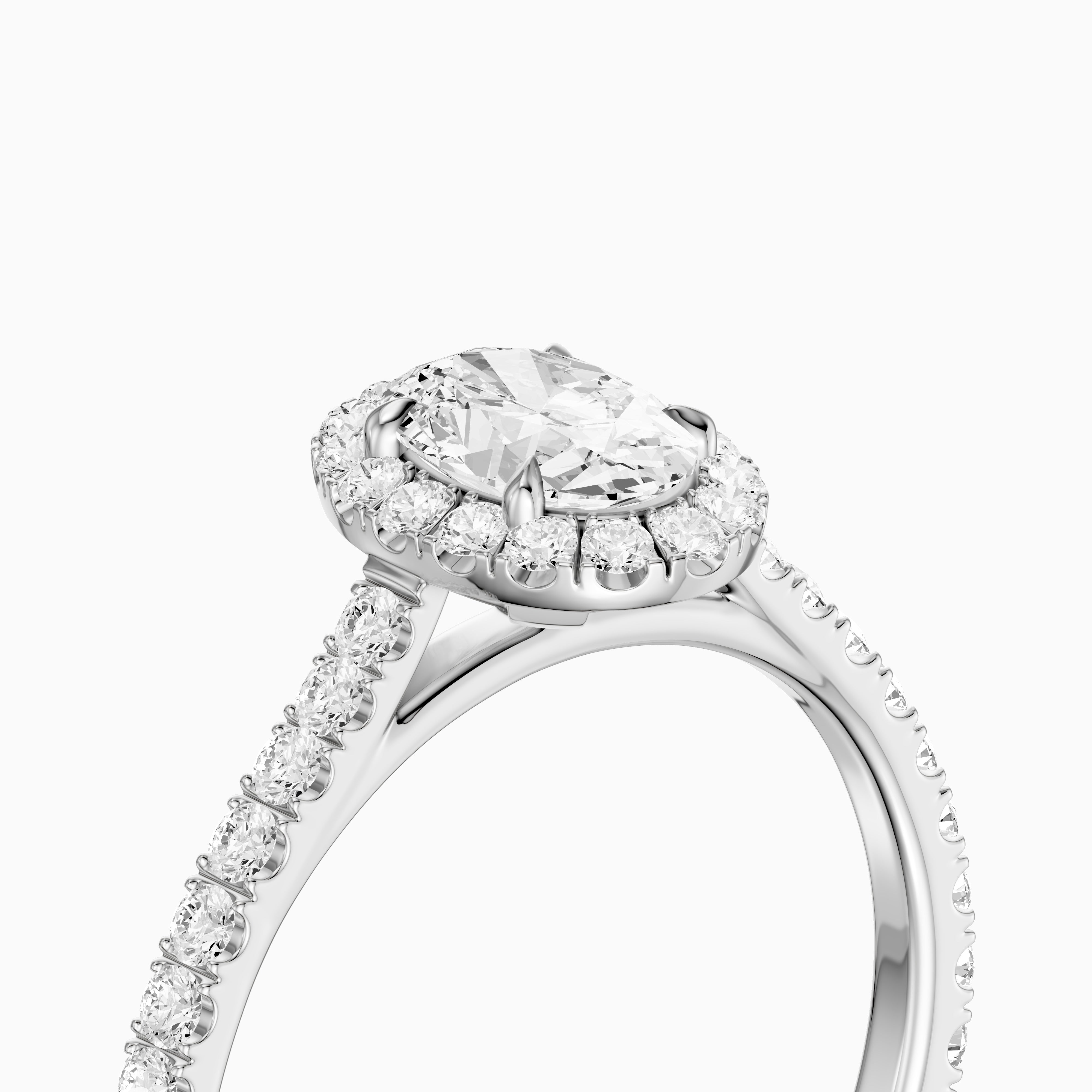 Camryn Oval Halo Pave Side Stone Moissanite Diamond Ring