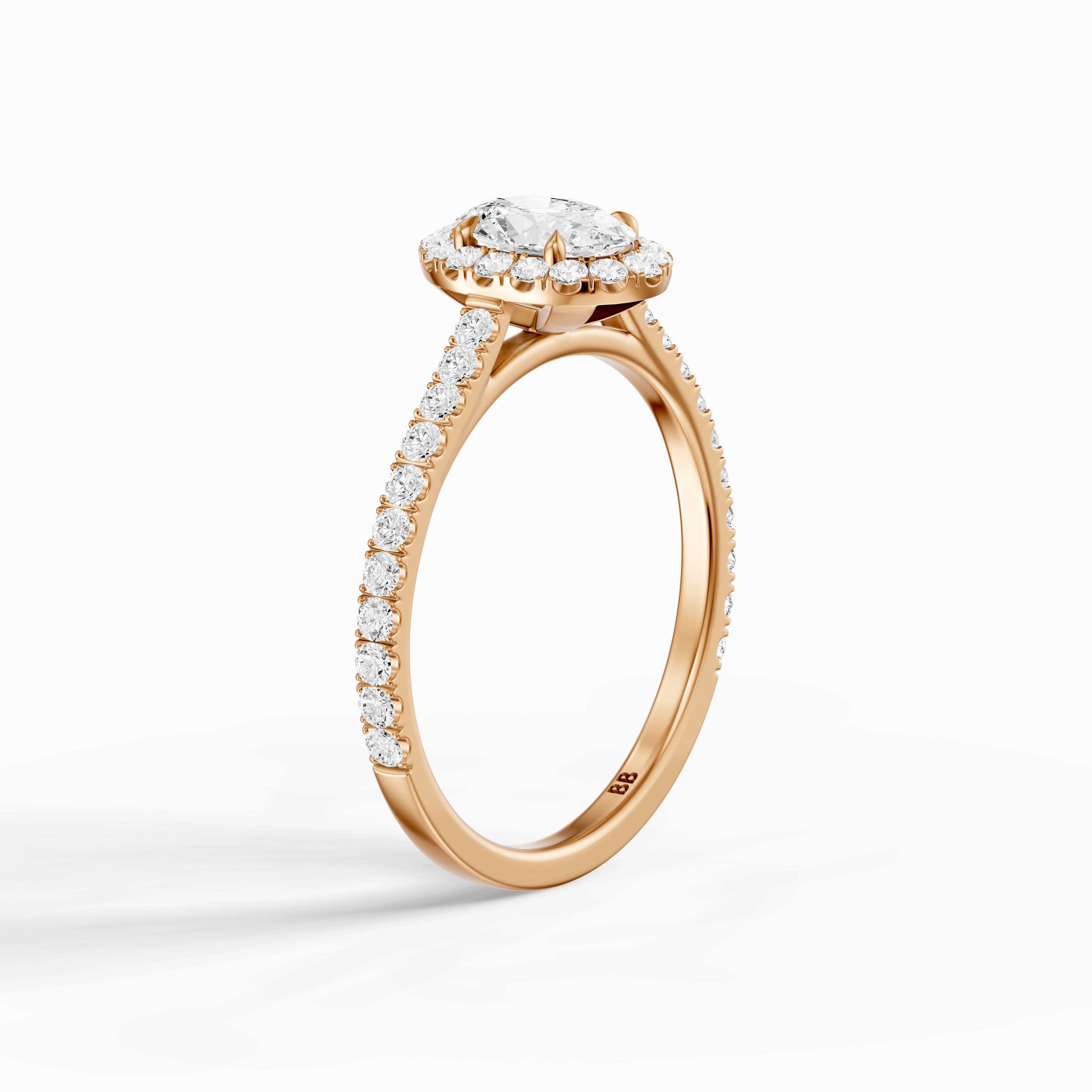 Camryn Oval Halo Pave Side Stone Moissanite Diamond Ring