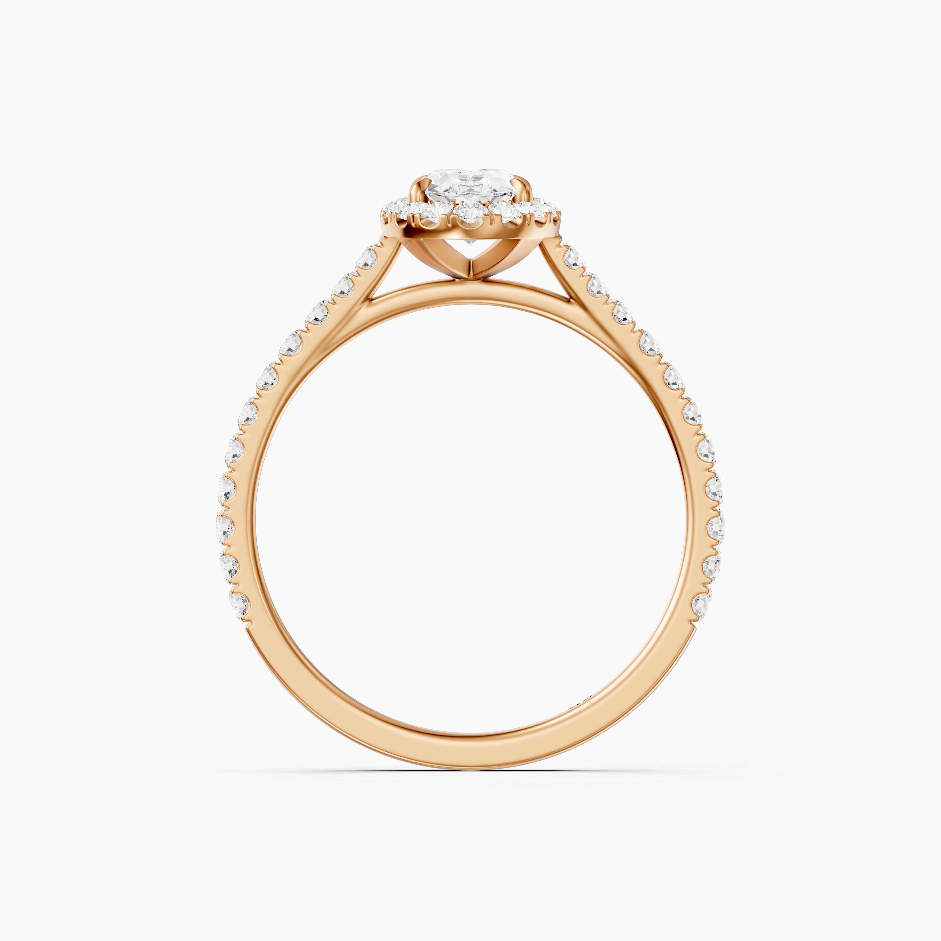 Camryn Oval Halo Pave Side Stone Moissanite Diamond Ring
