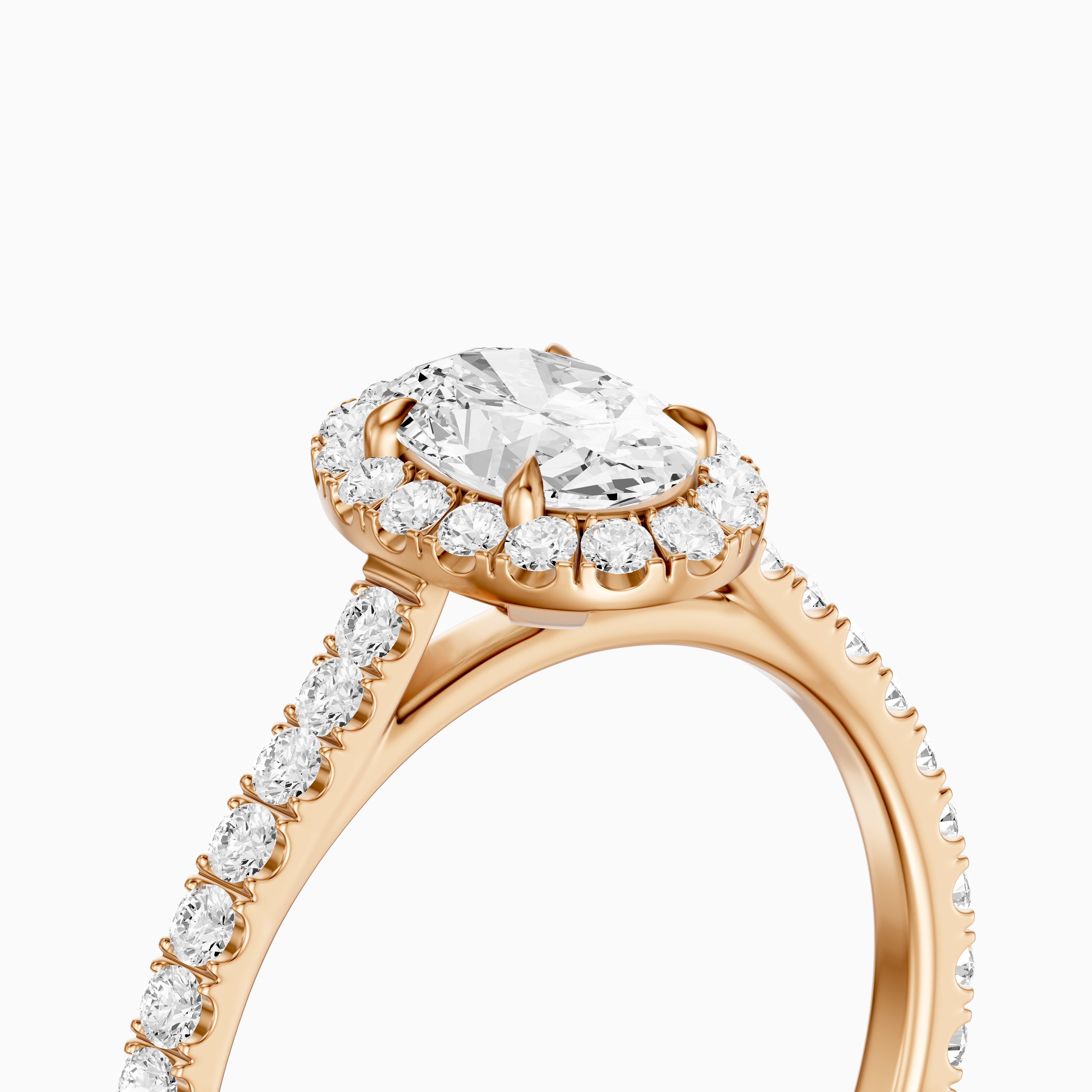 Camryn Oval Halo Pave Side Stone Moissanite Diamond Ring