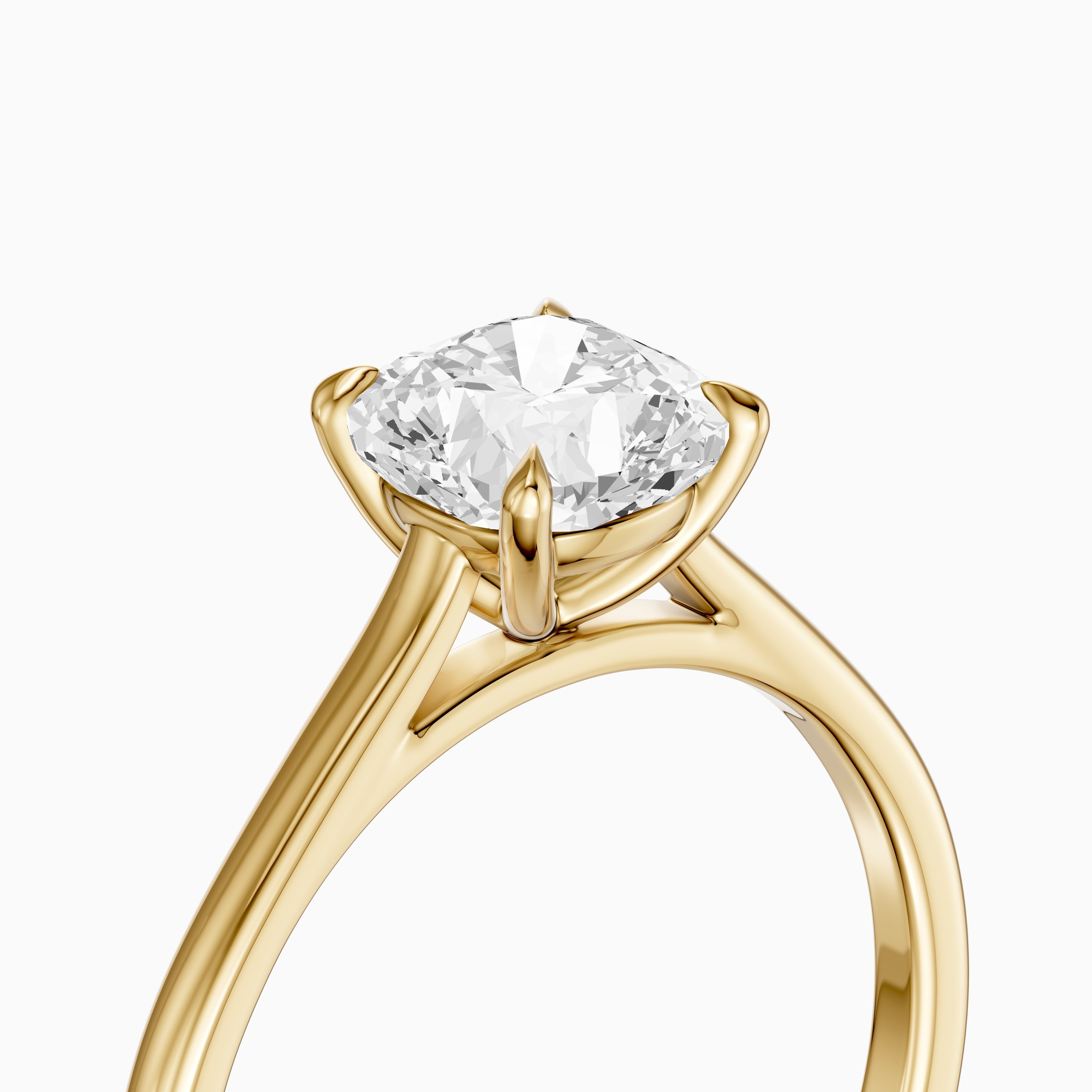 Cailyn Cushion Cut Solitaire Cathedral Style Moissanite Diamond Ring