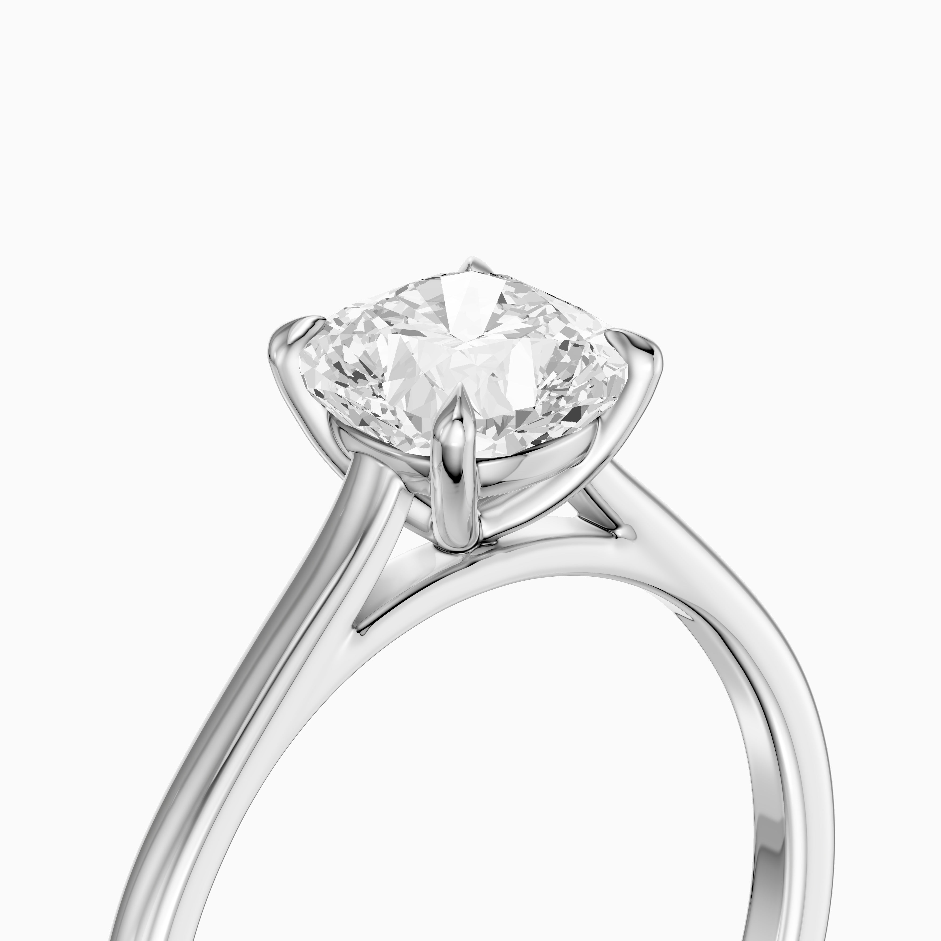 Cailyn Cushion Cut Solitaire Cathedral Style Moissanite Diamond Ring