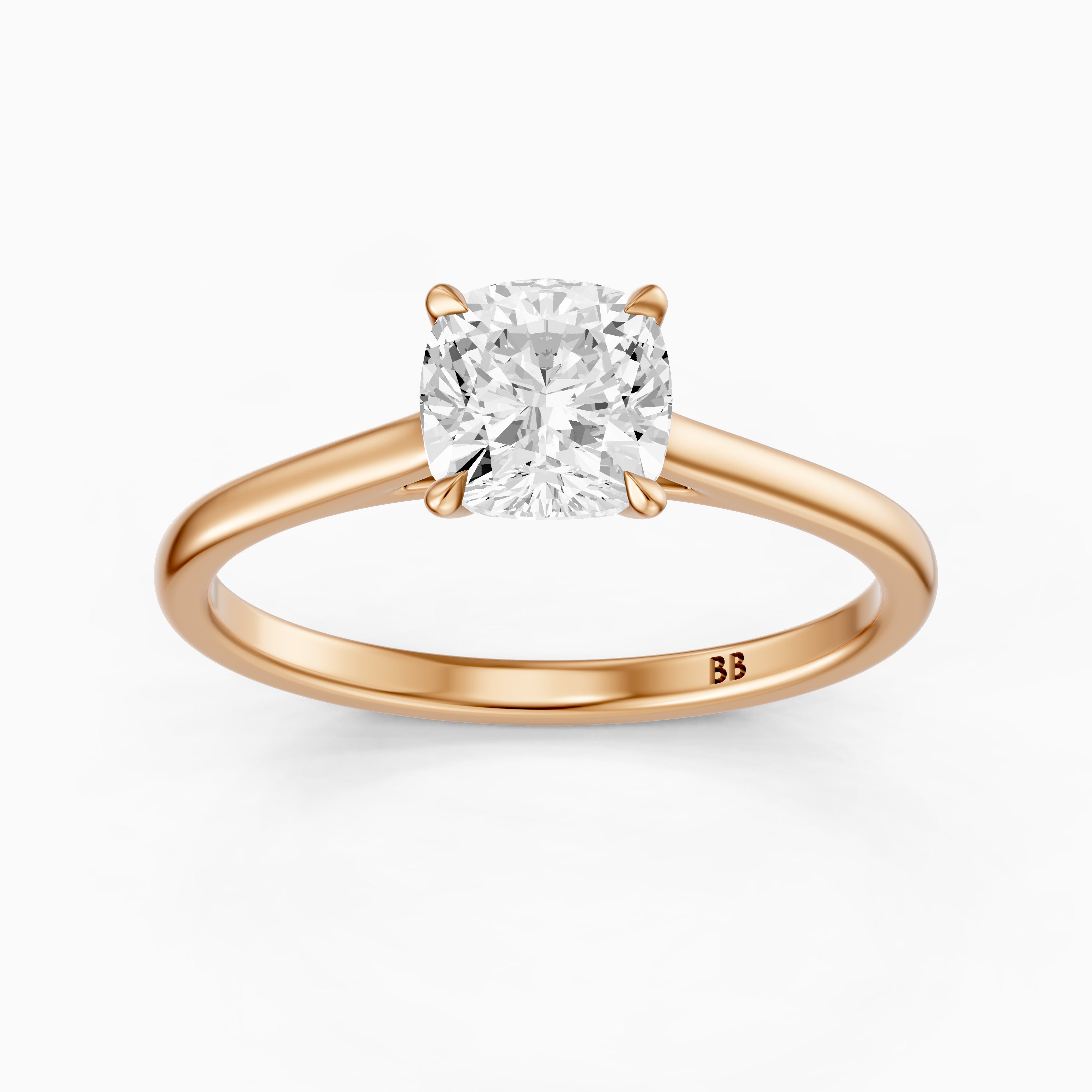 Cailyn Cushion Cut Solitaire Cathedral Style Moissanite Diamond Ring