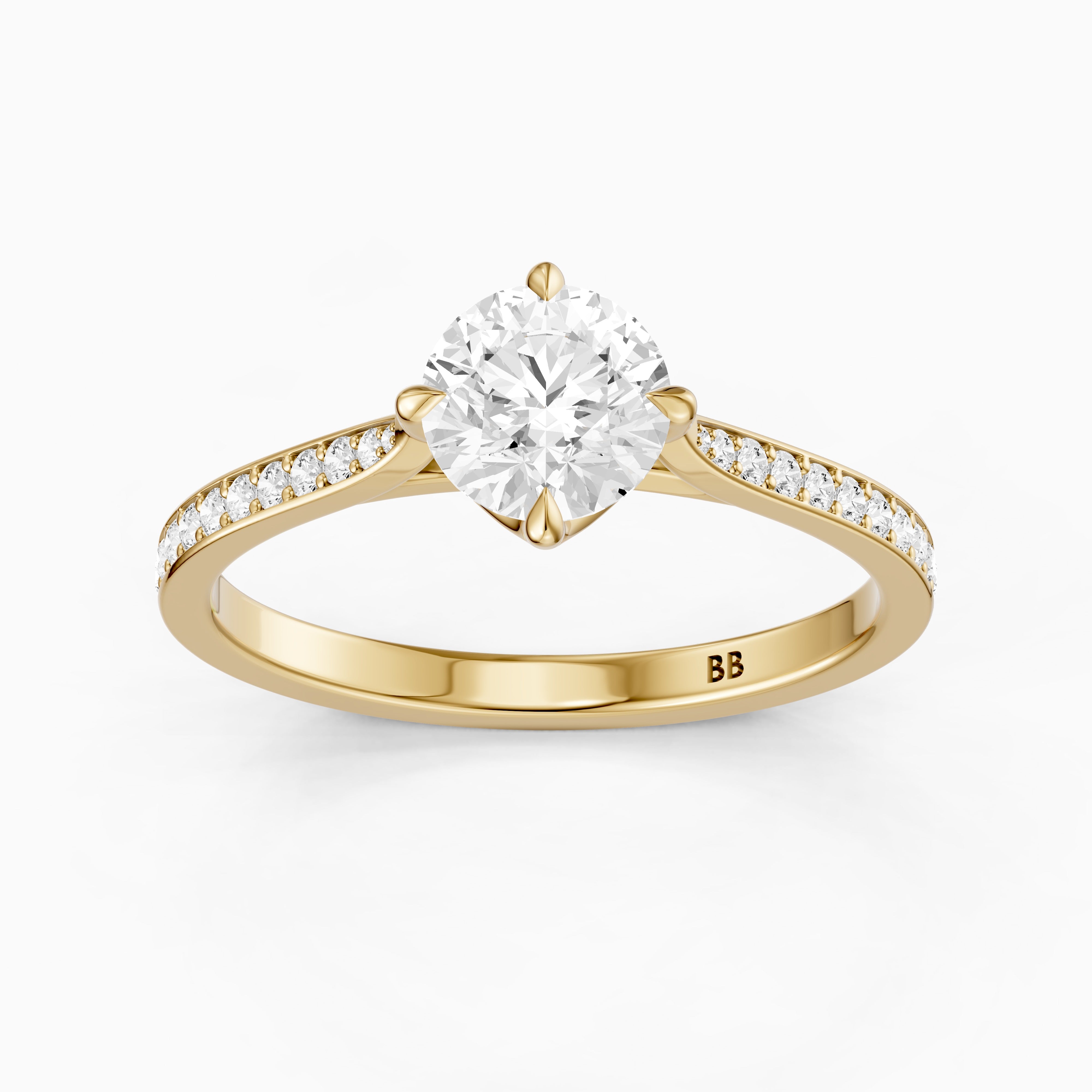 Callan Round Cut Side Stone Channel Set Moissanite Diamond Ring