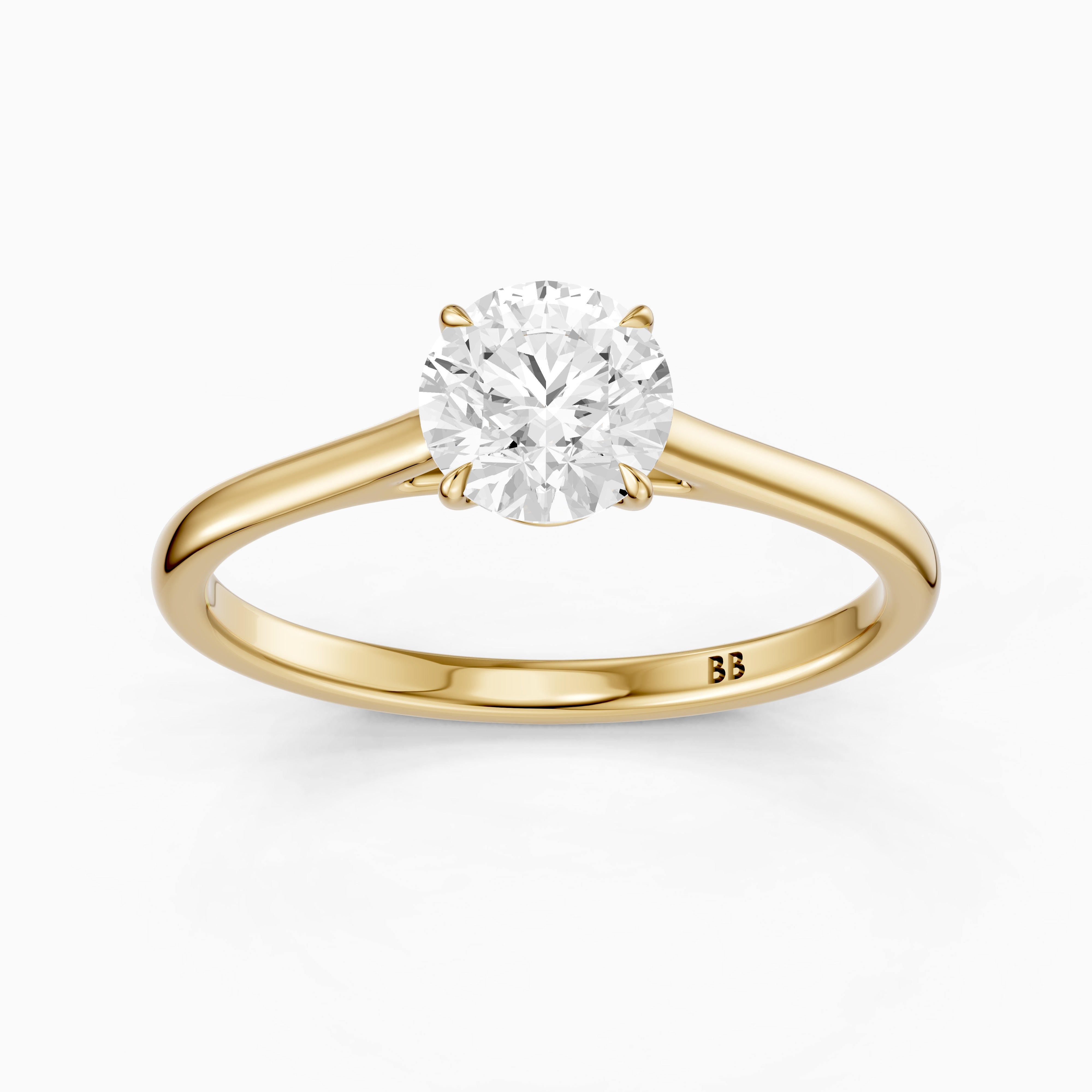 Aubria Round Cut Solitaire Cathedral Style Moissanite Diamond Ring
