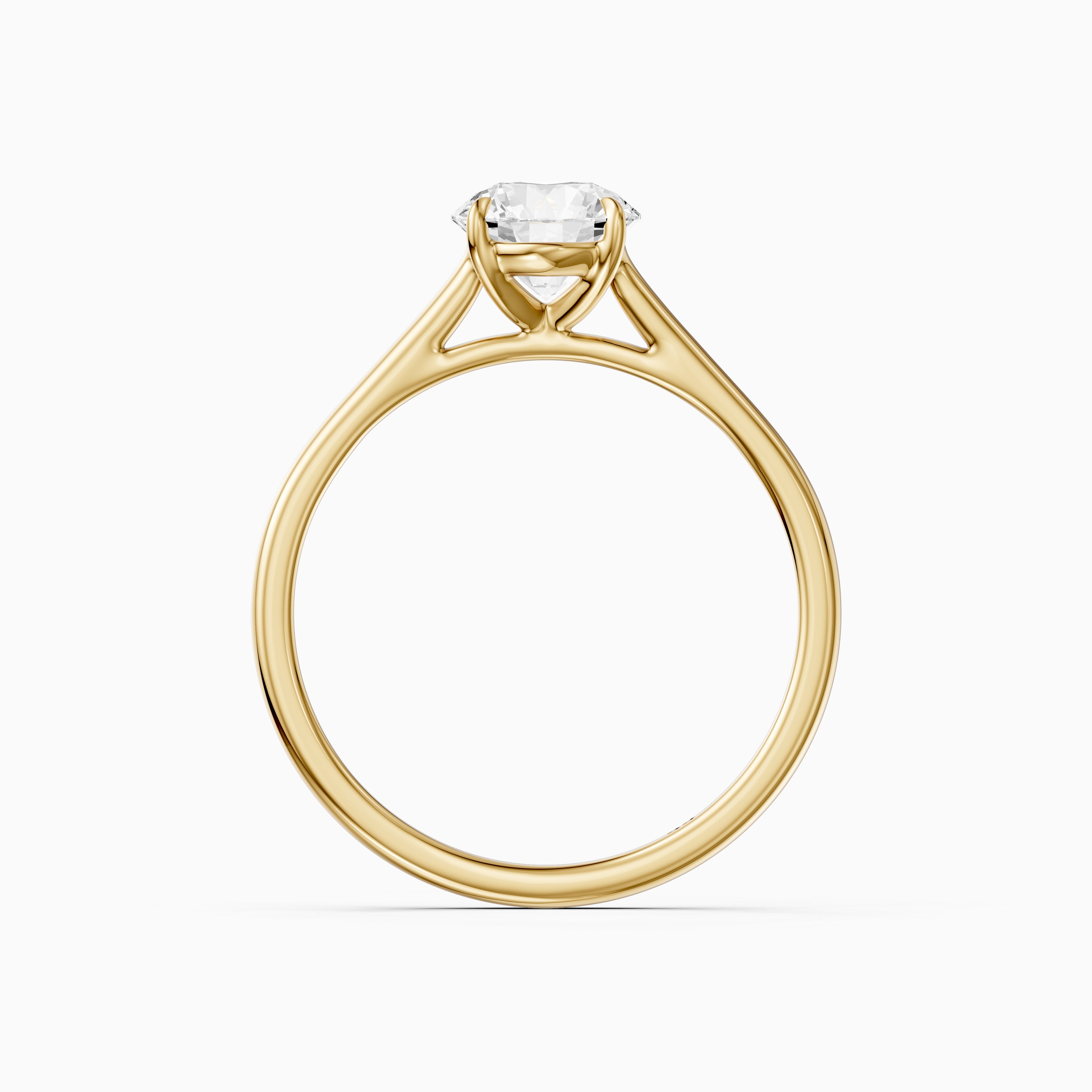 Aubria Round Cut Solitaire Cathedral Style Moissanite Diamond Ring