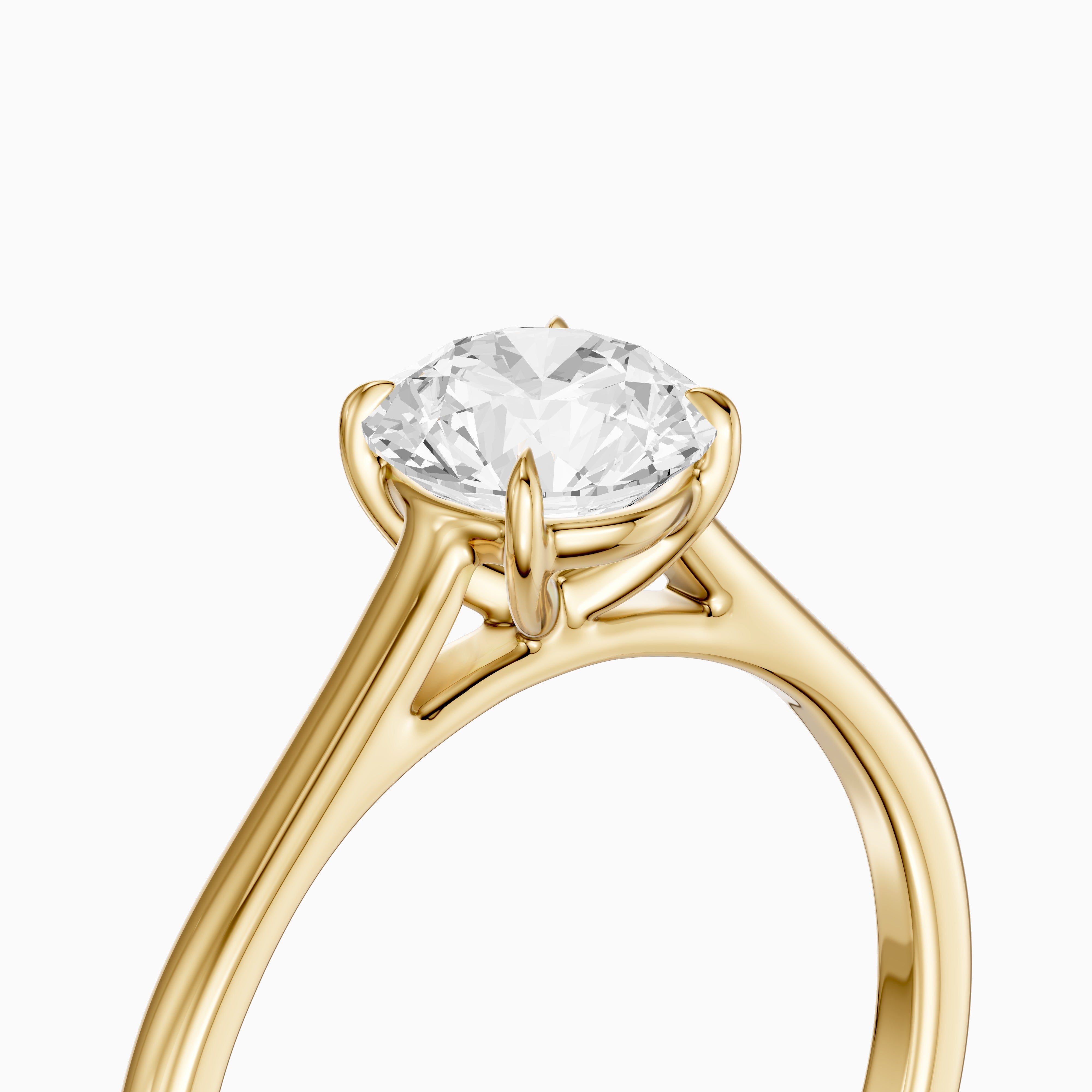 Aubria Round Cut Solitaire Cathedral Style Moissanite Diamond Ring
