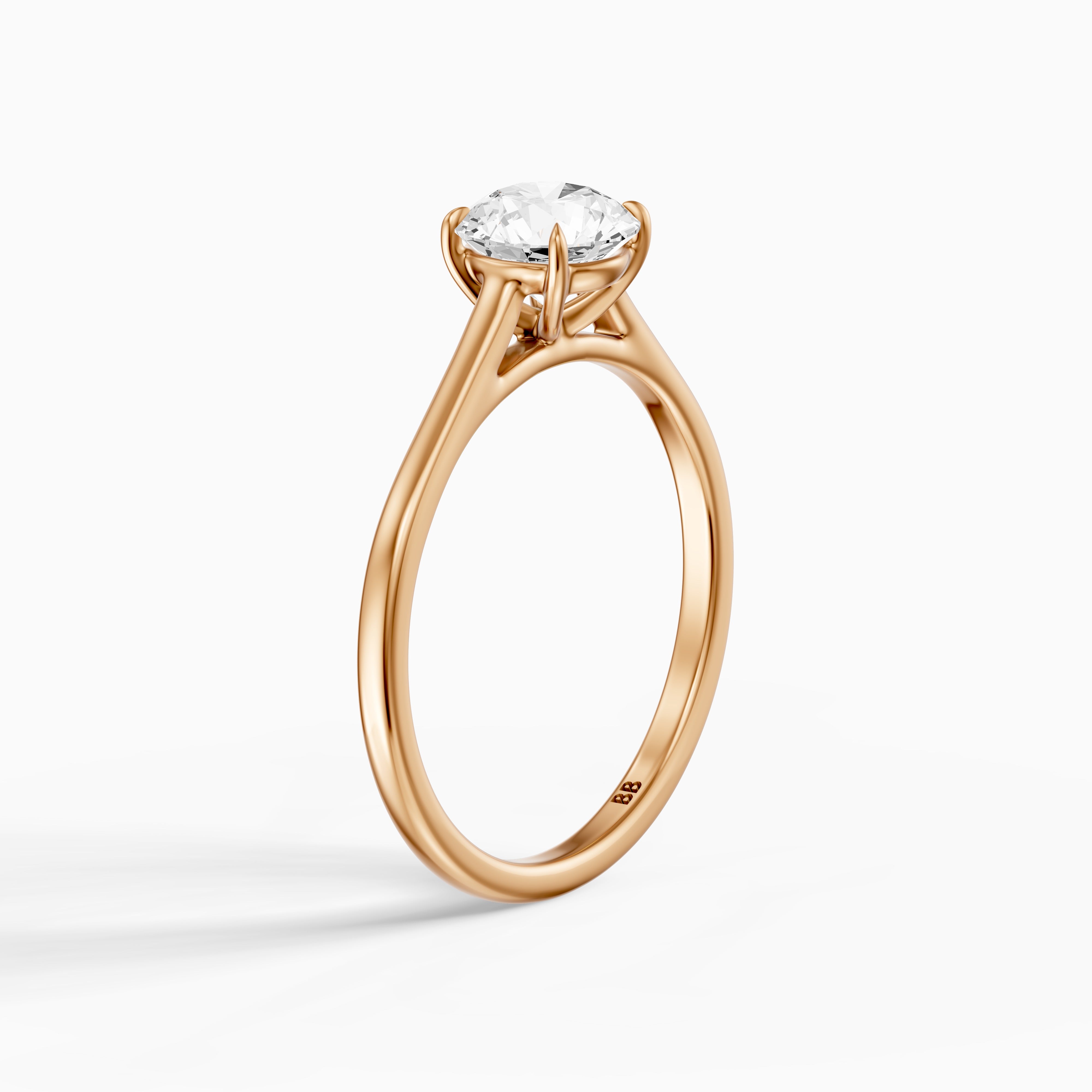 Aubria Round Cut Solitaire Cathedral Style Moissanite Diamond Ring
