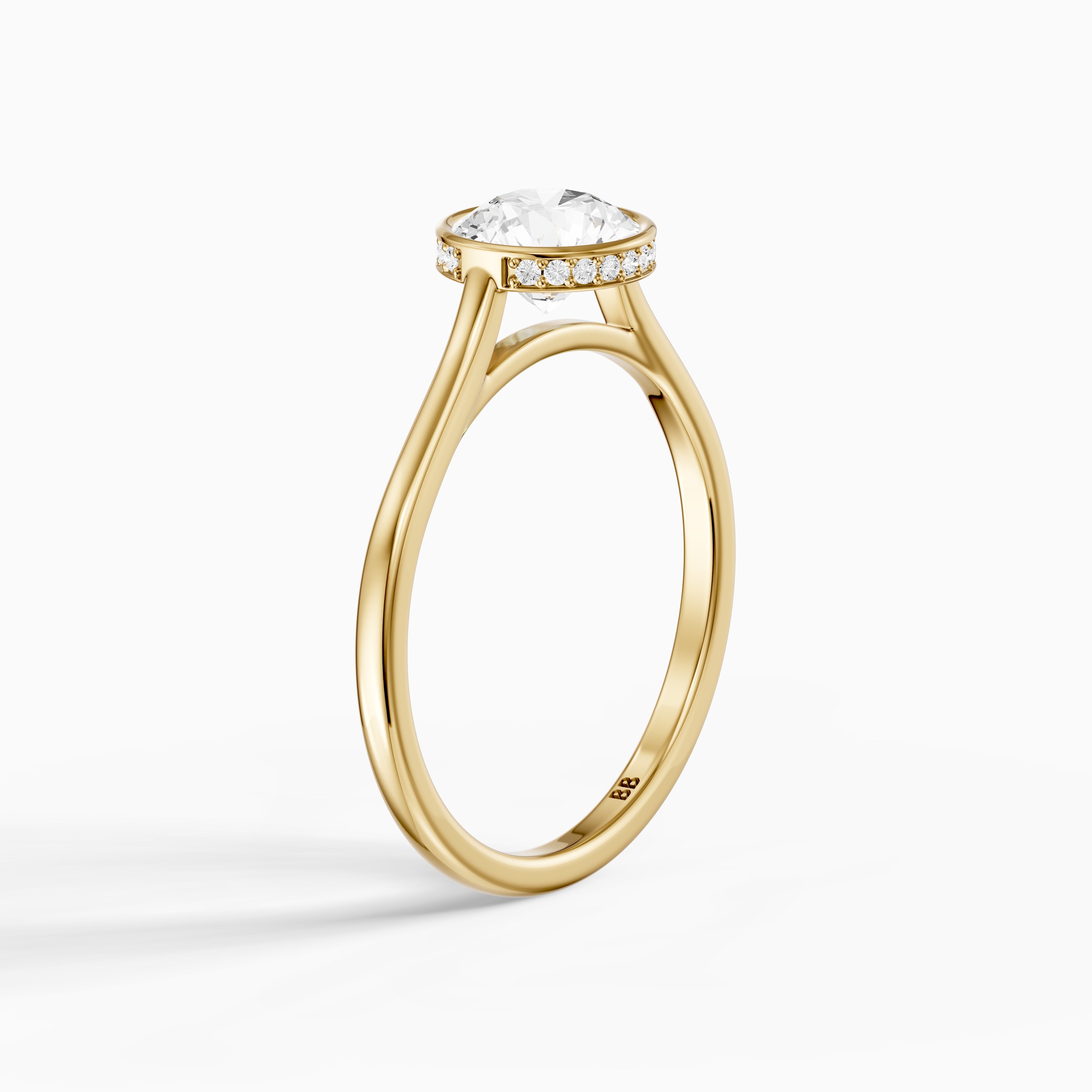 Kamryn Round Cut Bezel Set Hidden Halo Moissanite Diamond Ring