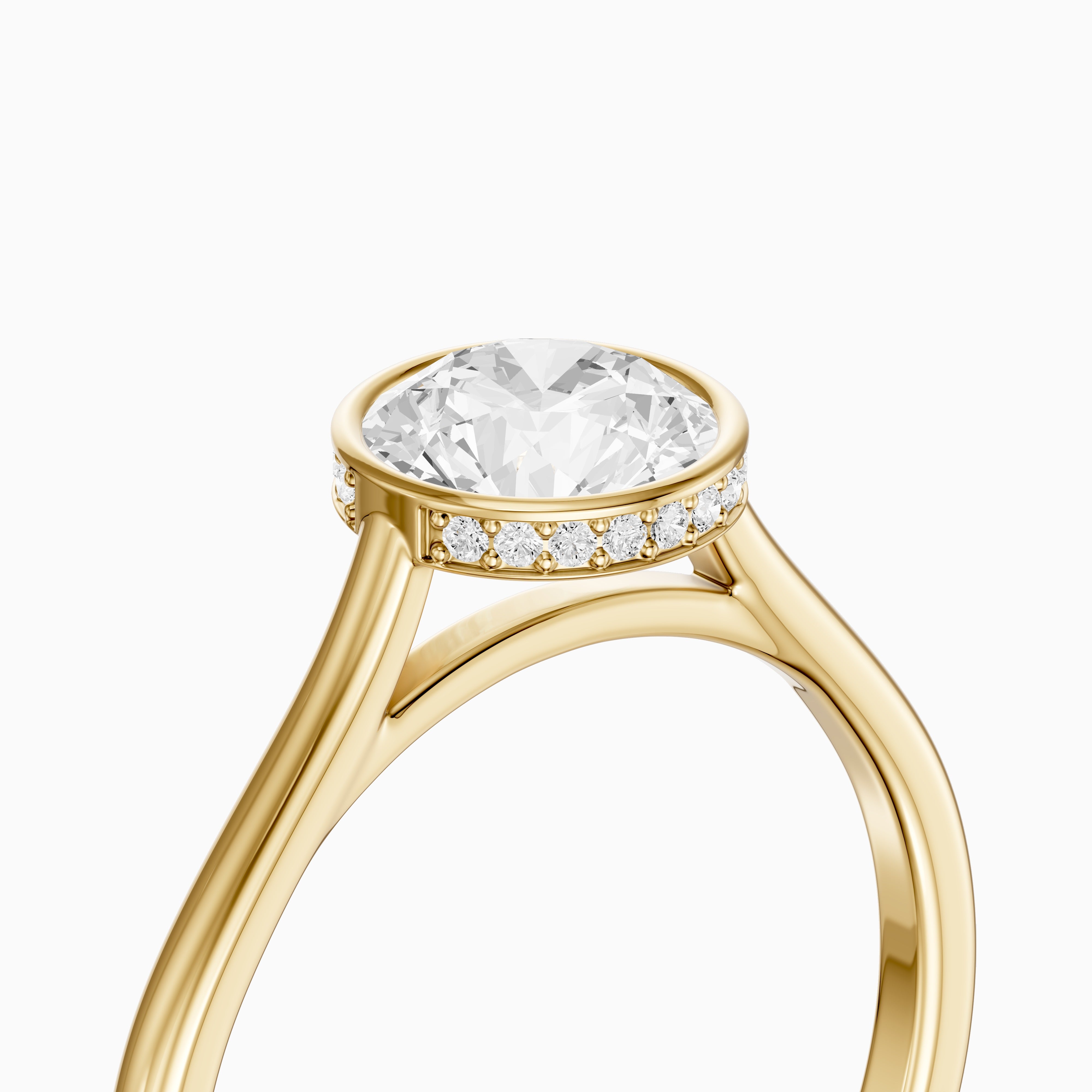 Kamryn Round Cut Bezel Set Hidden Halo Lab Grown Diamond Ring
