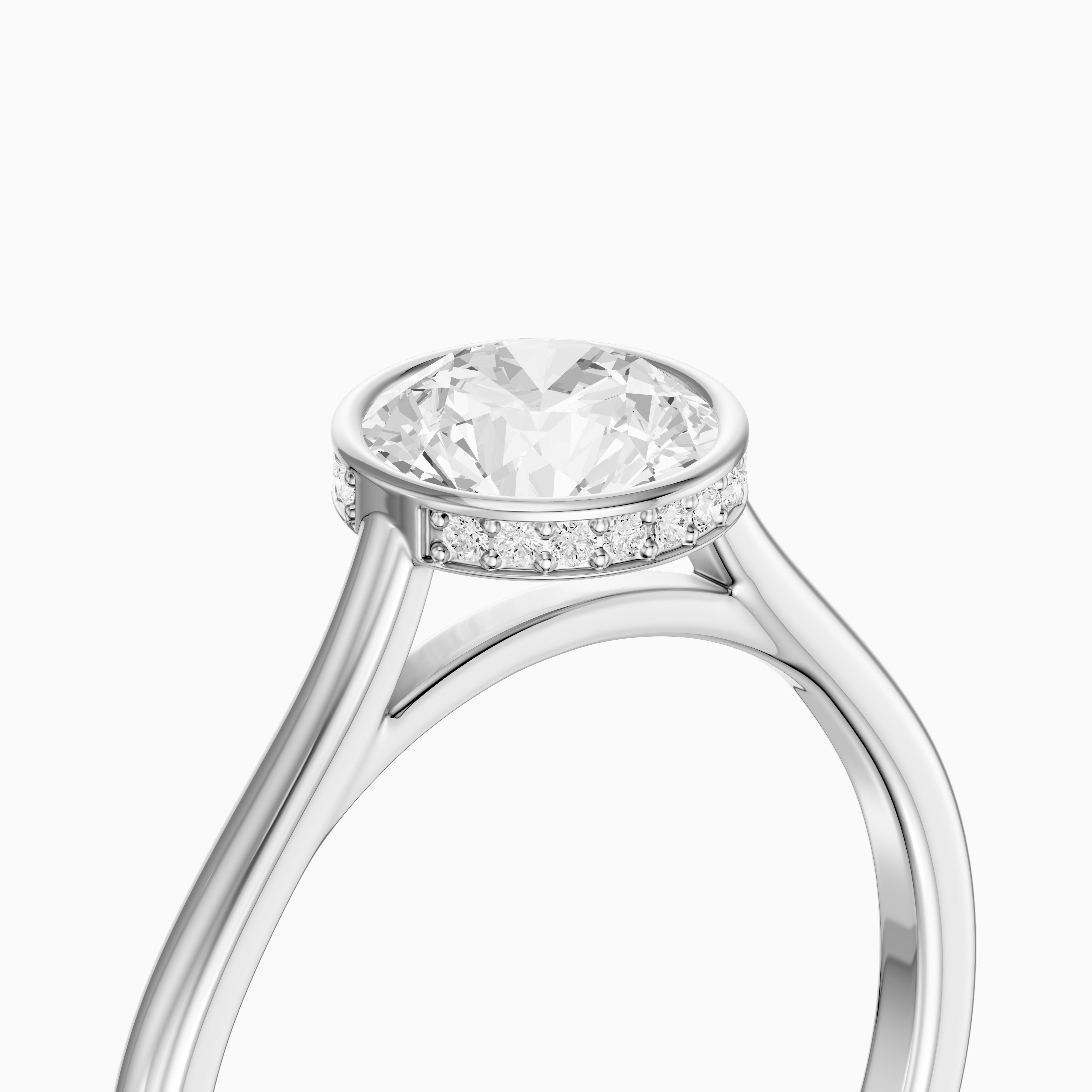 Kamryn Round Cut Bezel Set Hidden Halo Lab Grown Diamond Ring