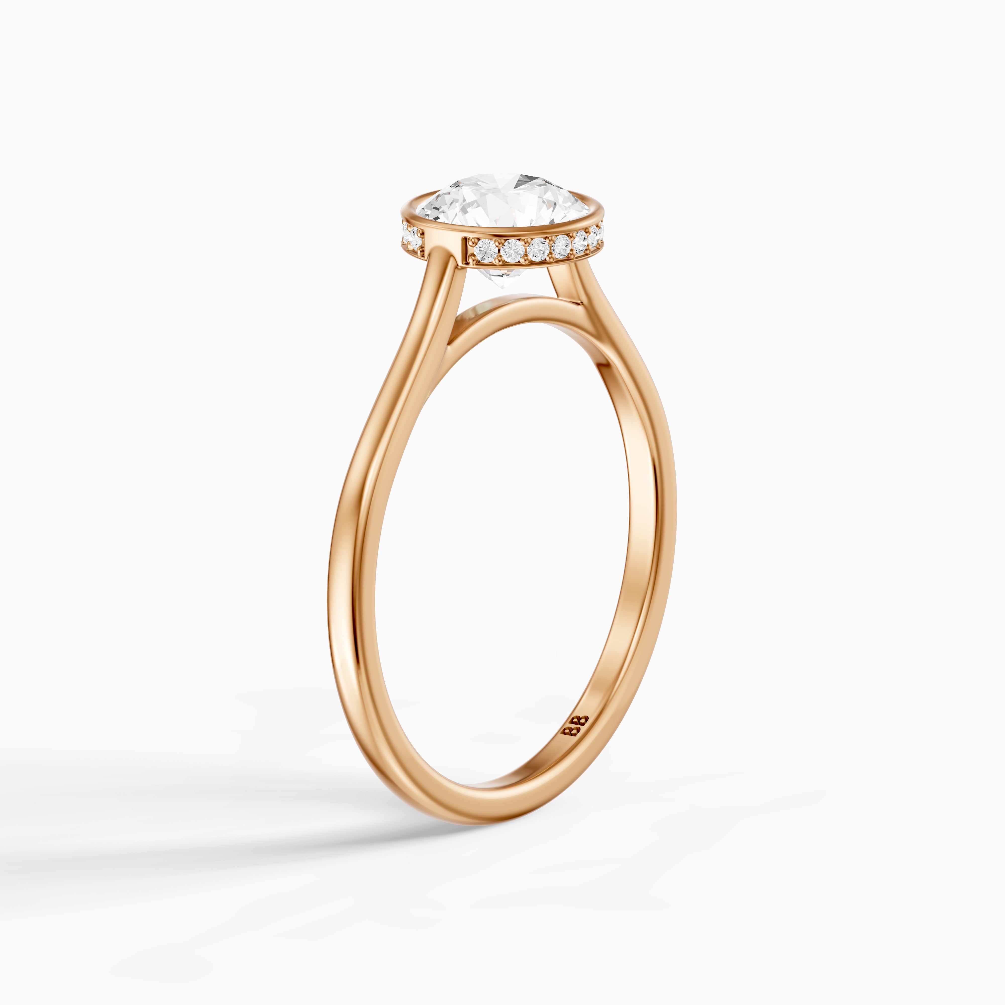 Kamryn Round Cut Bezel Set Hidden Halo Lab Grown Diamond Ring