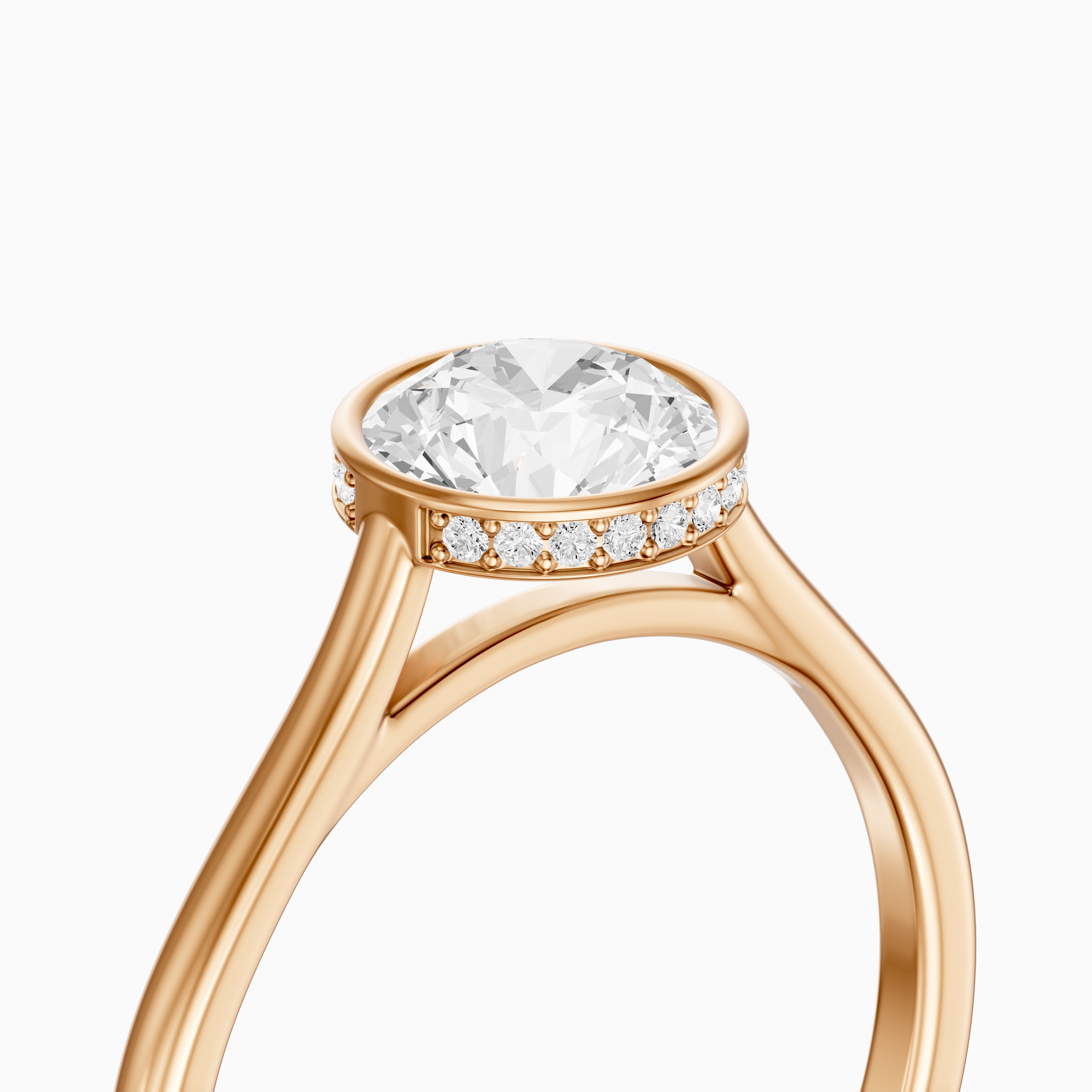 Kamryn Round Cut Bezel Set Hidden Halo Lab Grown Diamond Ring