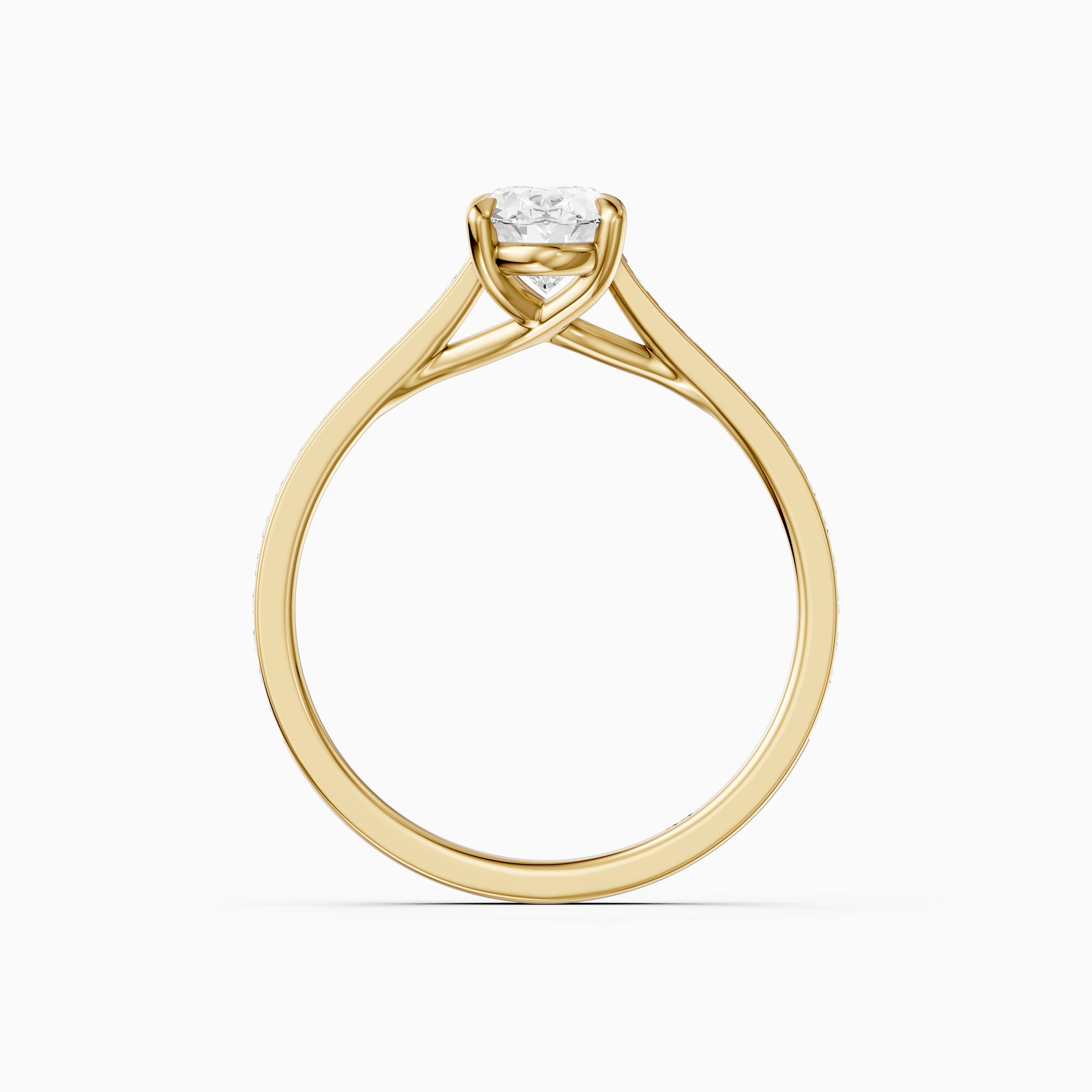 Kairen 4 Prong Oval Cut Side Stone Channel Set Moissanite Diamond Ring