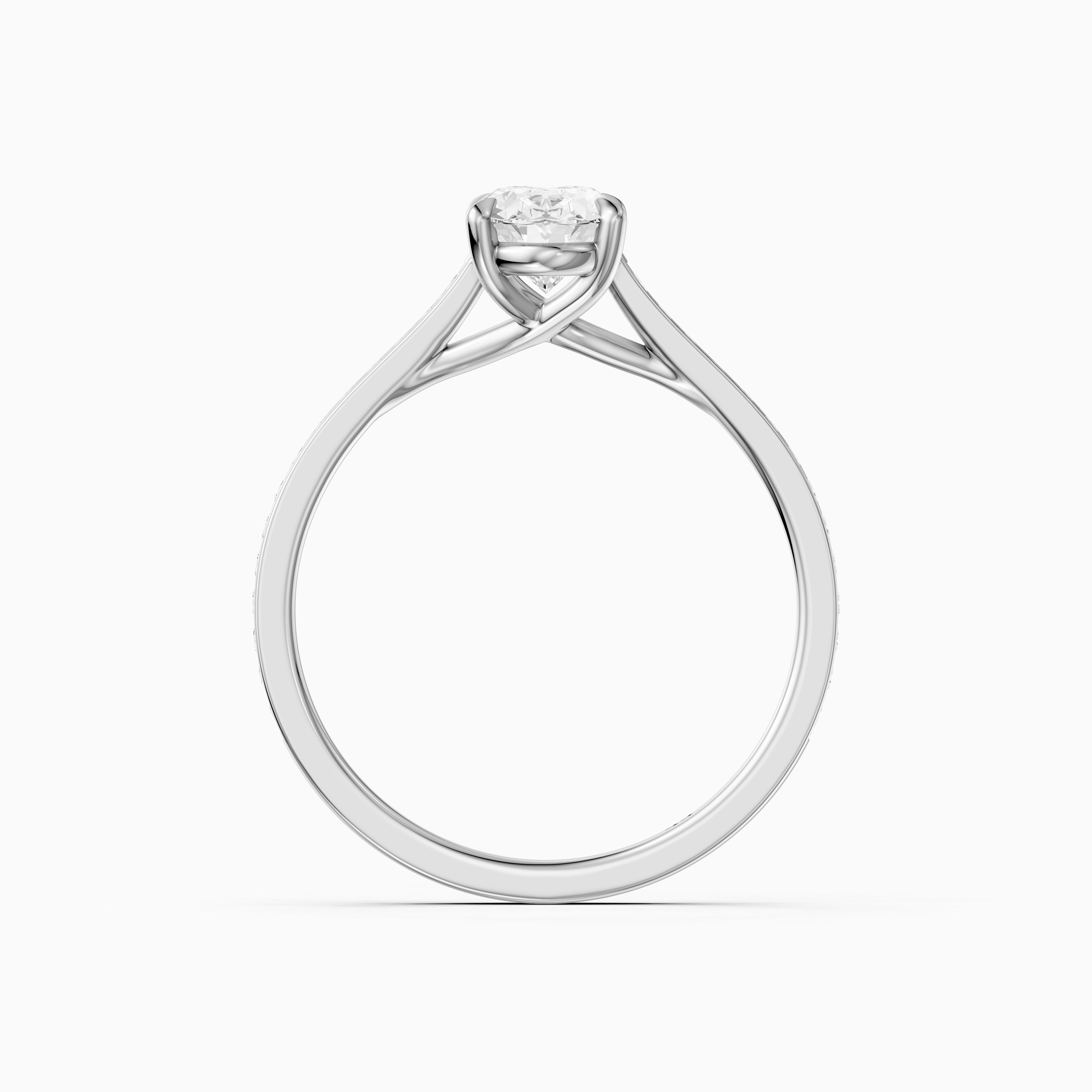 Kairen 4 Prong Oval Cut Side Stone Channel Set Moissanite Diamond Ring