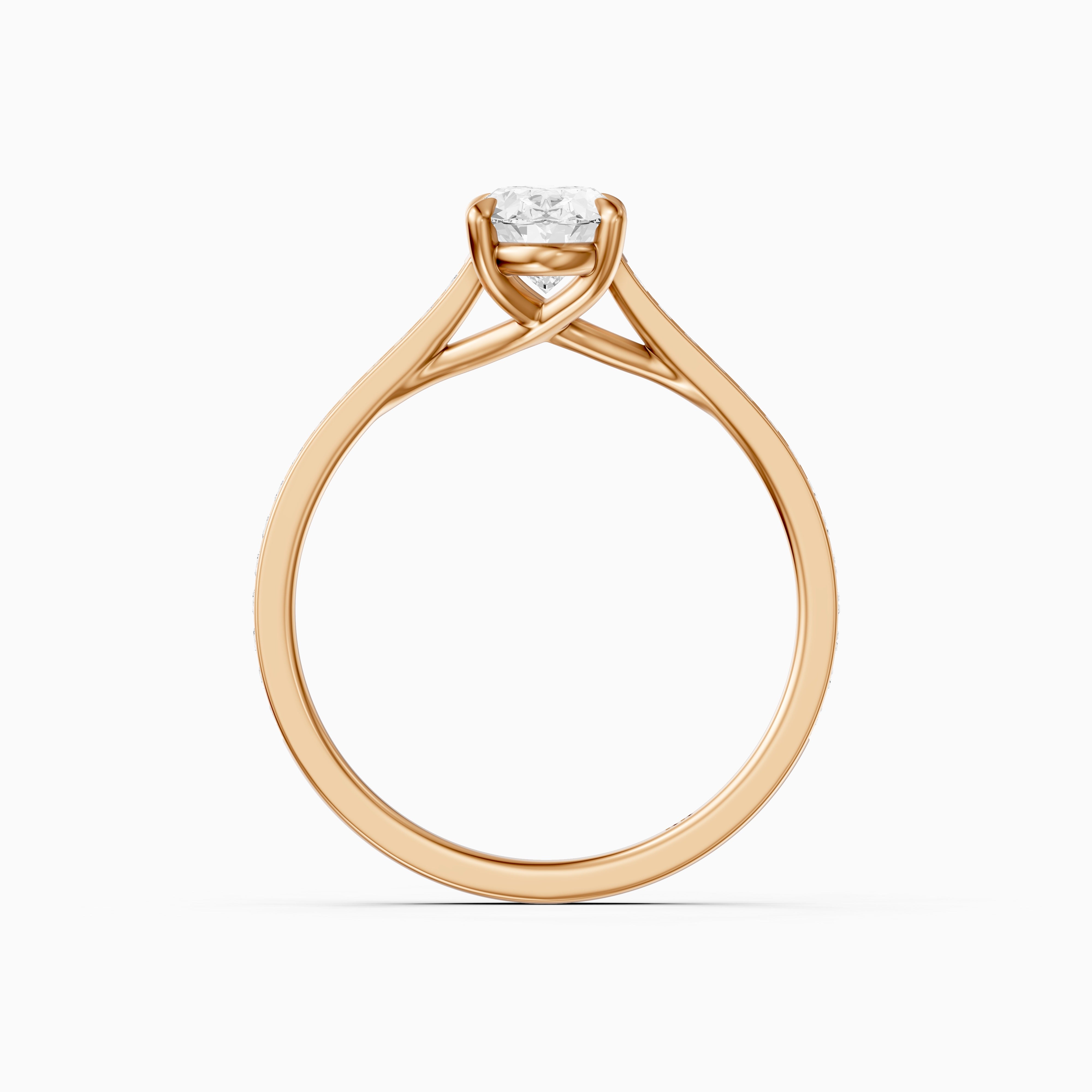 Kairen 4 Prong Oval Cut Side Stone Channel Set Moissanite Diamond Ring