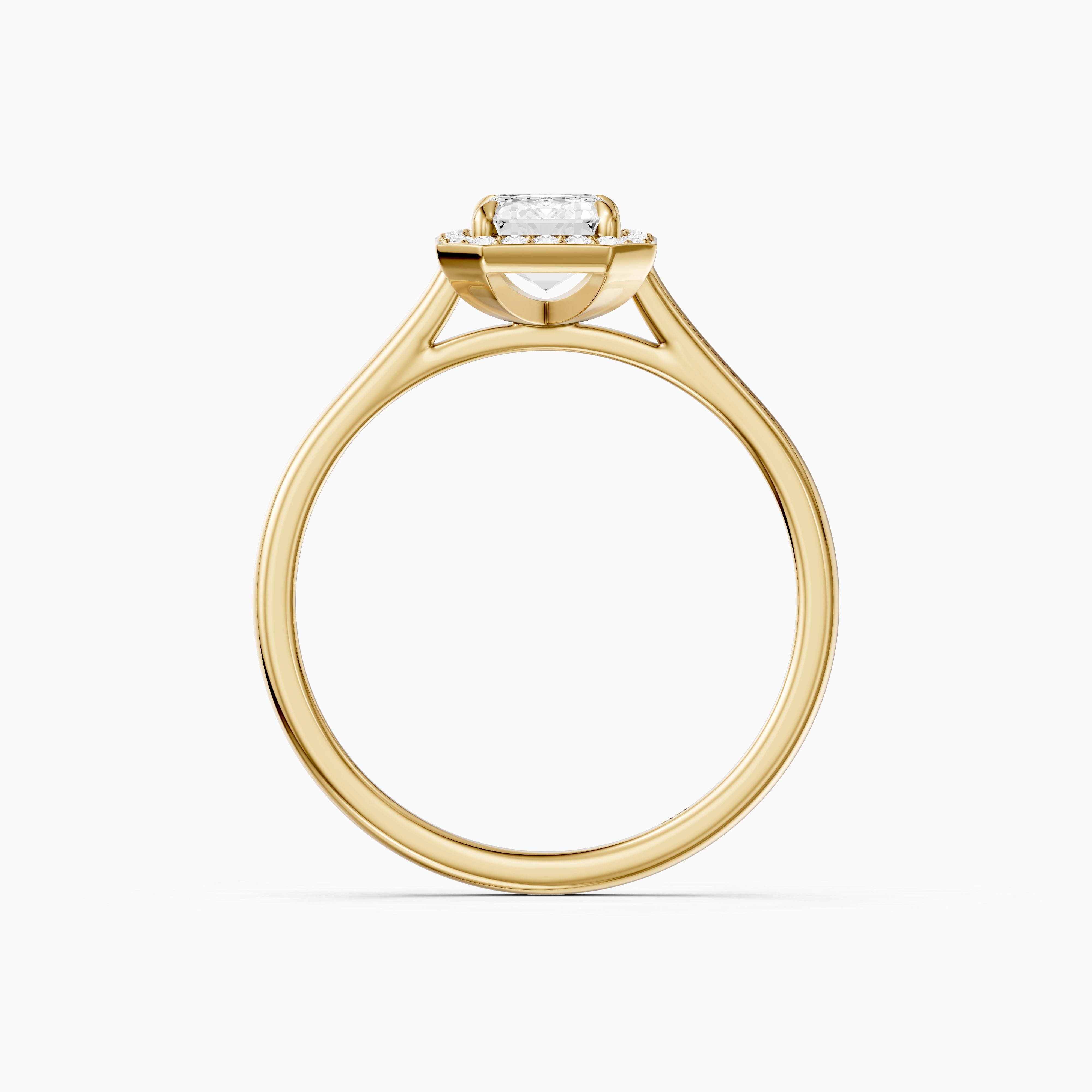 Ailani 4 Prong Emerald Cut Halo Cathedral Moissanite Diamond Ring