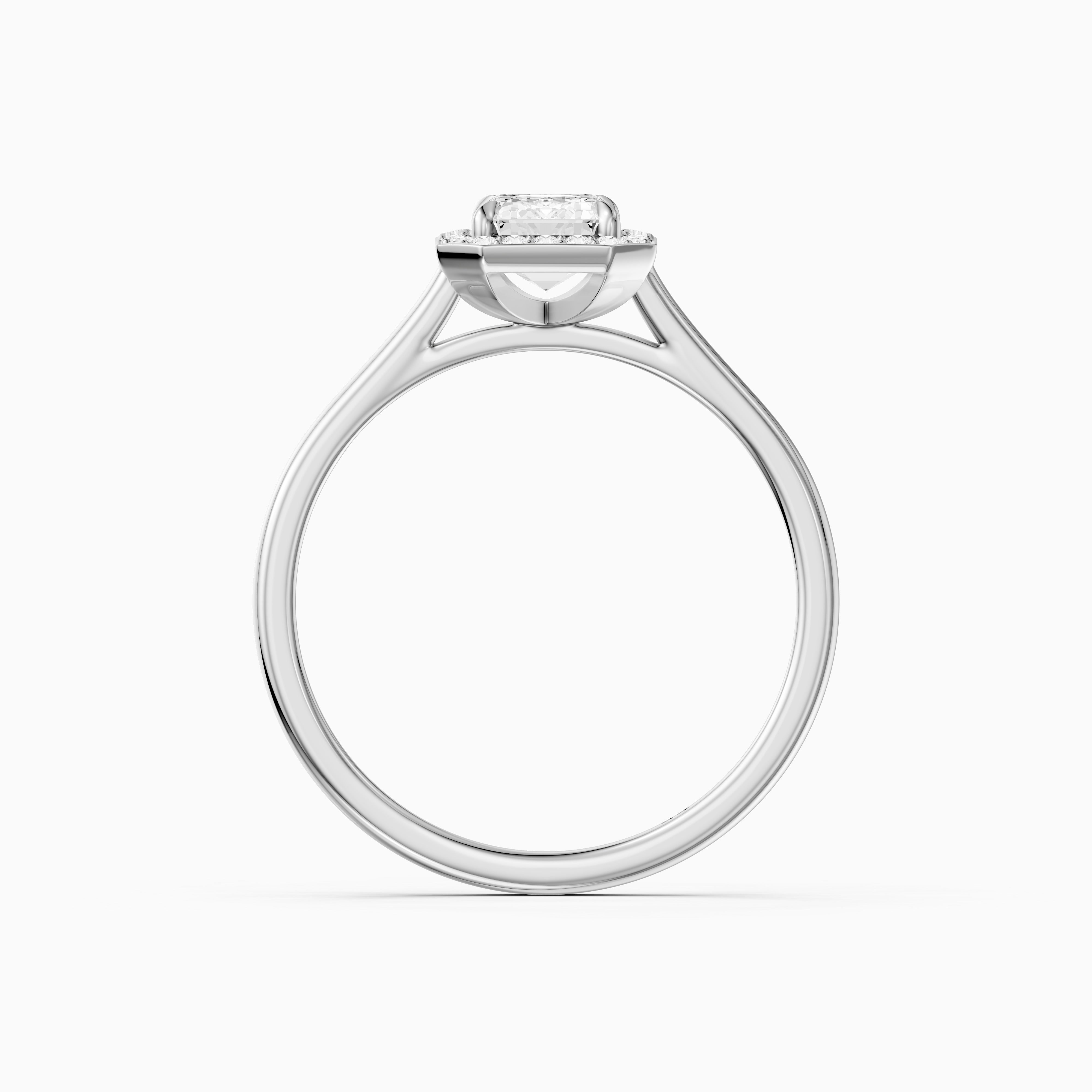 Ailani 4 Prong Emerald Cut Halo Cathedral Moissanite Diamond Ring