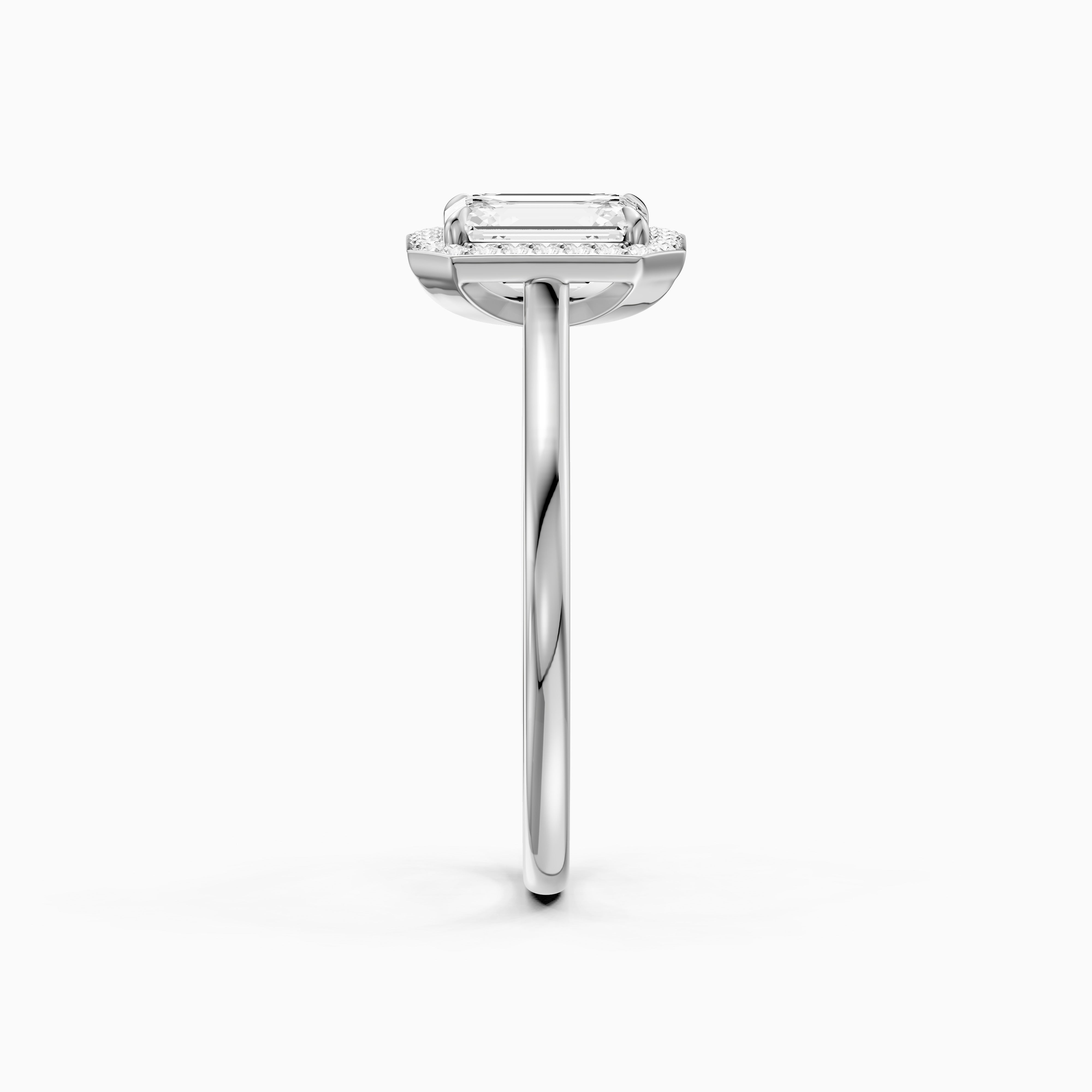 Ailani 4 Prong Emerald Cut Halo Cathedral Moissanite Diamond Ring