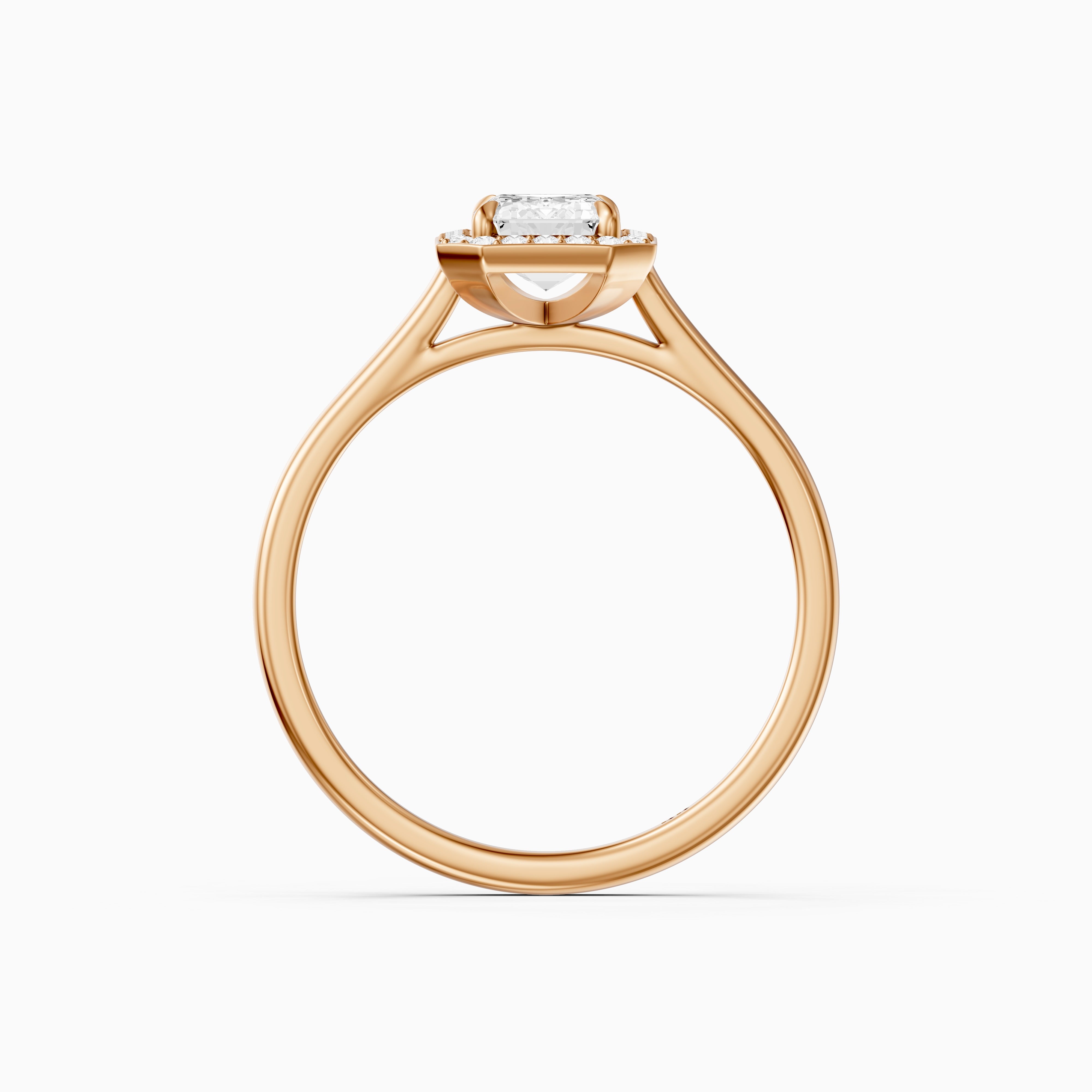Ailani 4 Prong Emerald Cut Halo Cathedral Moissanite Diamond Ring