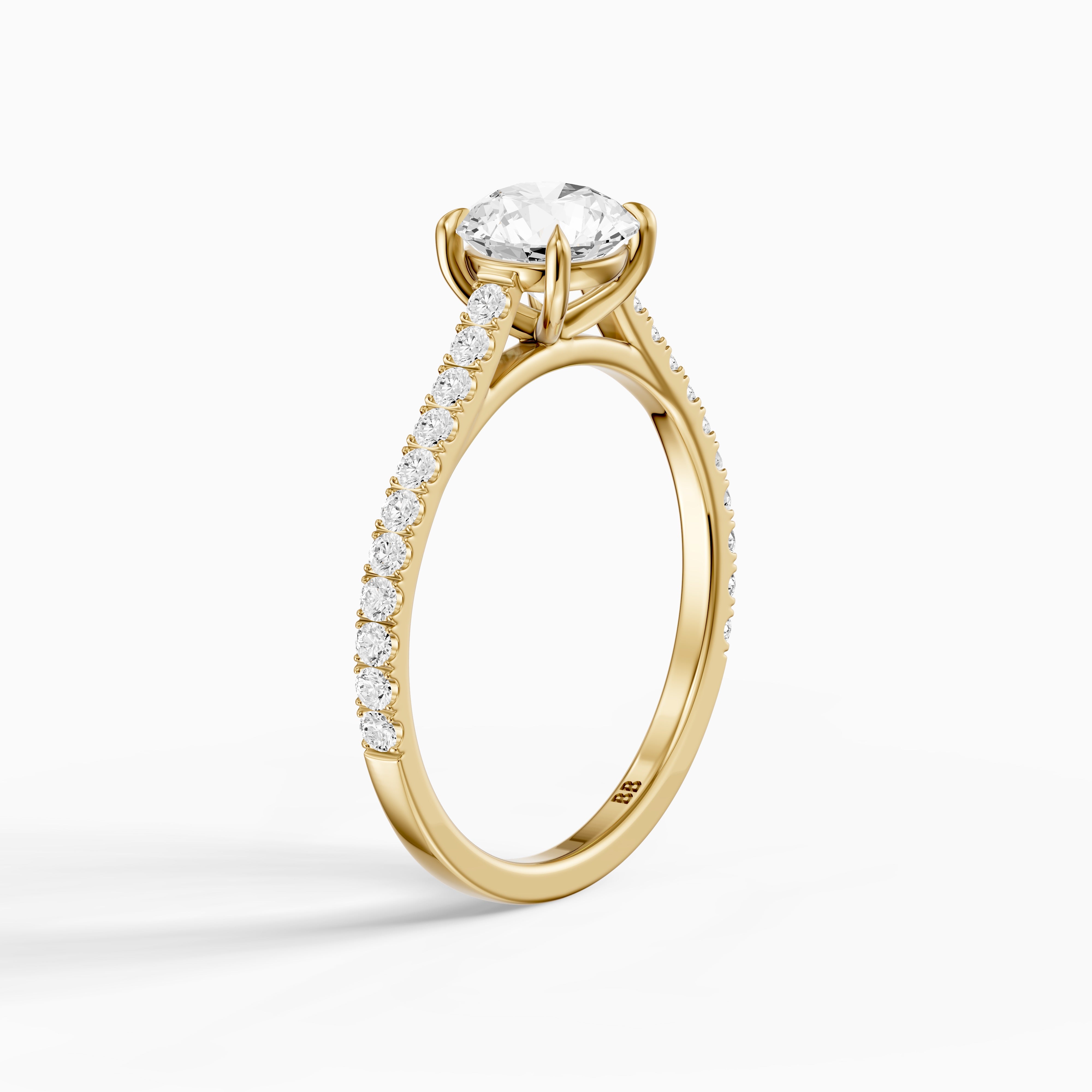 Kinley Round Cut Side Stone Pave Cathedral Moissanite Diamond Ring