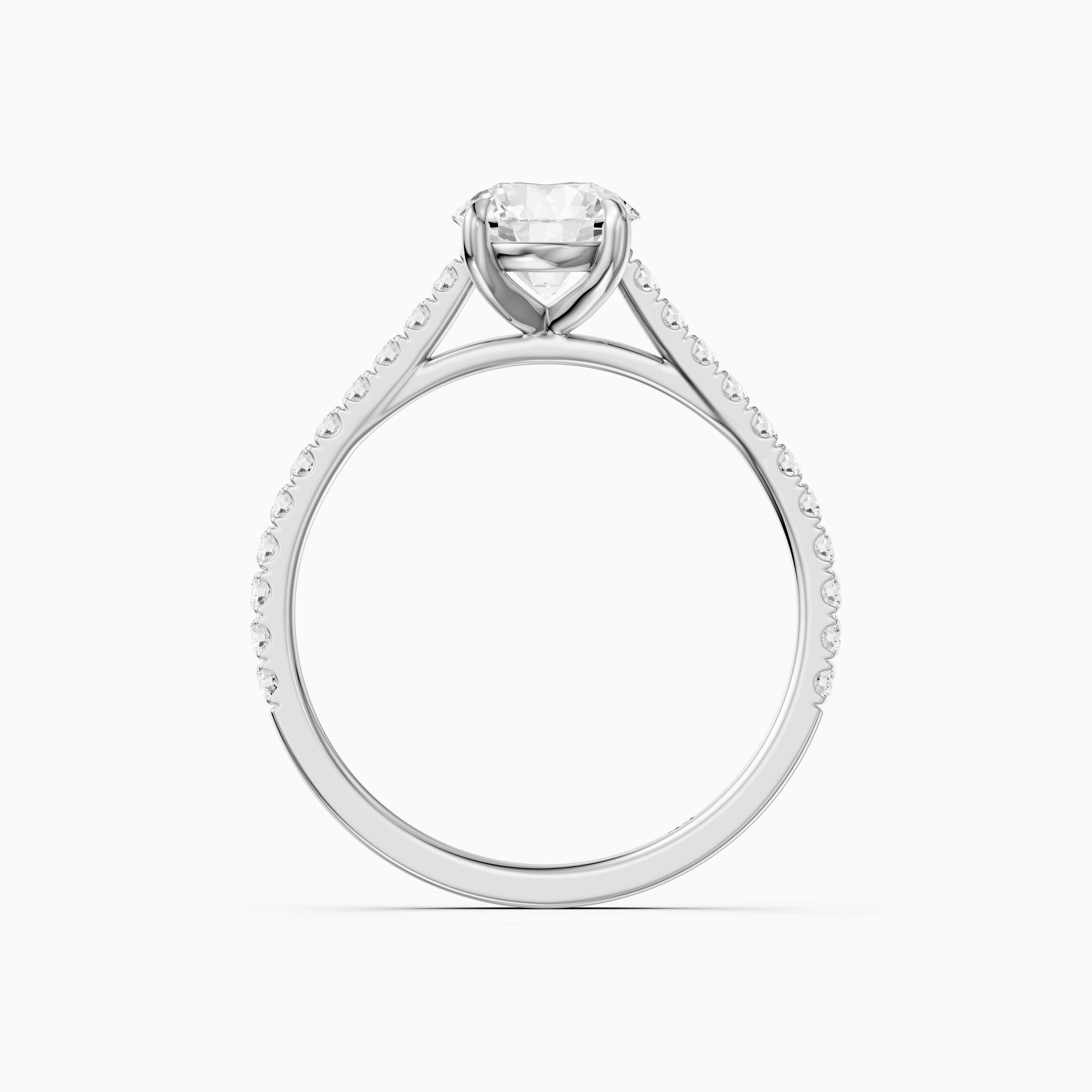 Kinley Round Cut Side Stone Pave Cathedral Moissanite Diamond Ring