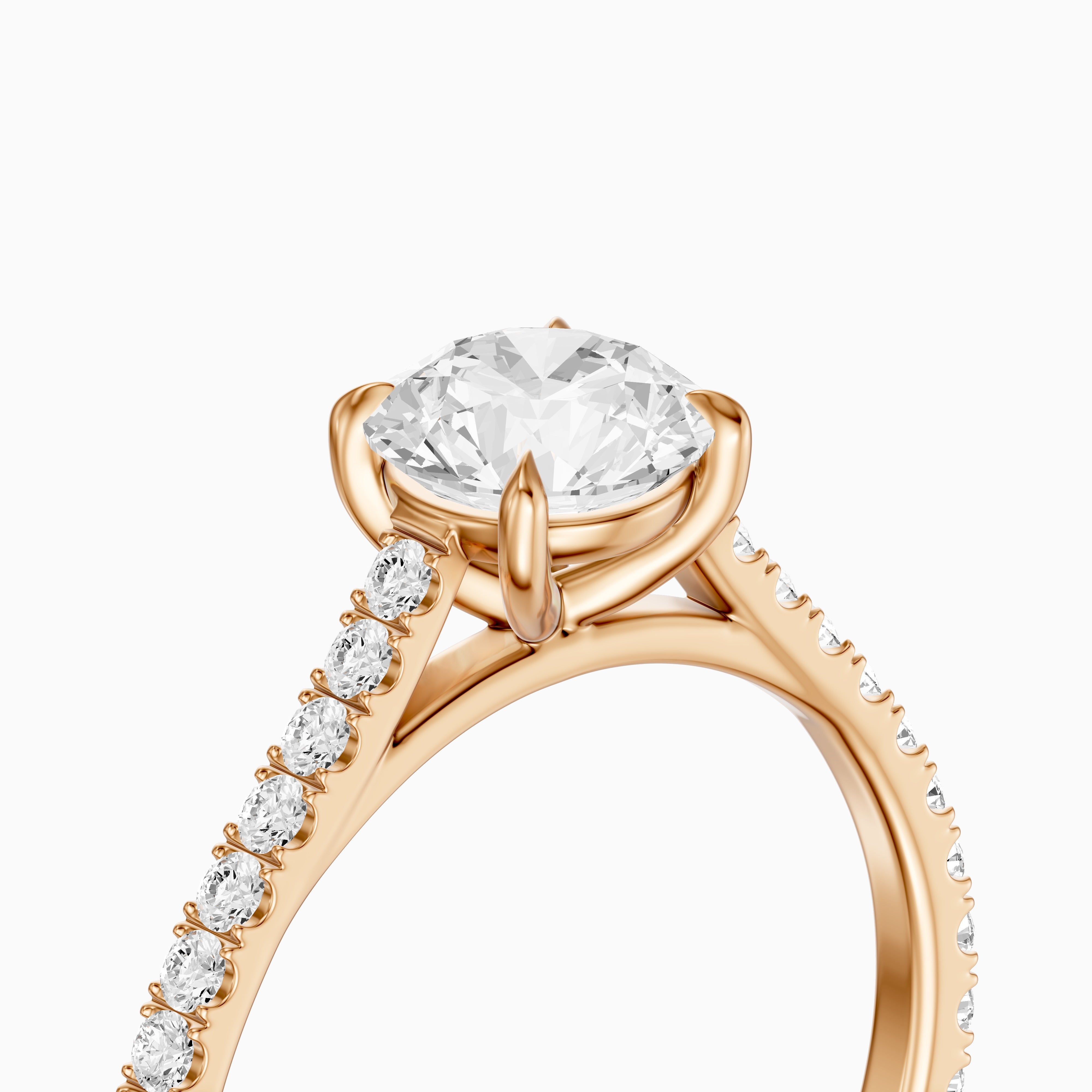 Kinley Round Cut Side Stone Pave Cathedral Moissanite Diamond Ring