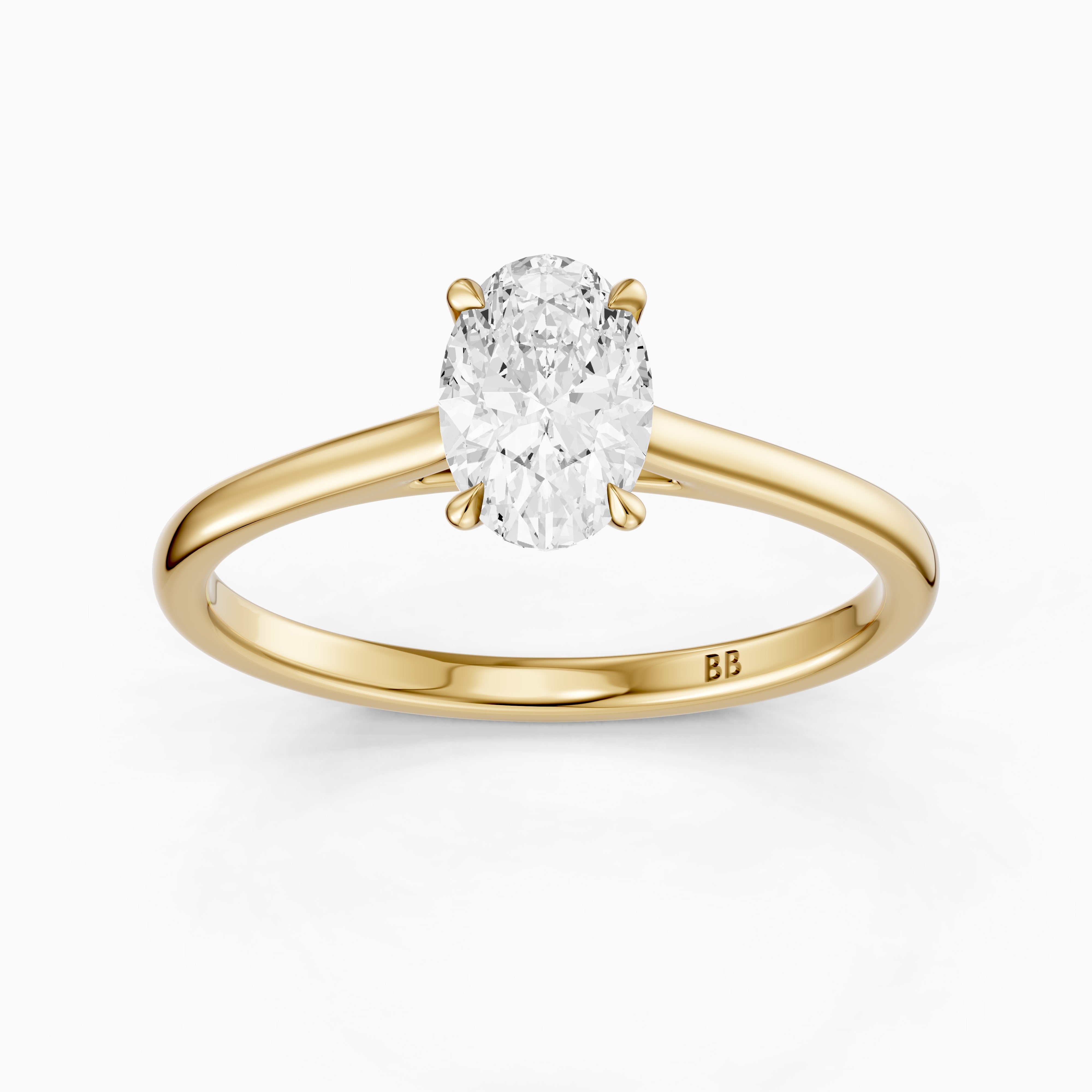 Raquel Oval Cut Solitaire Cathedral Style Moissanite Diamond Ring