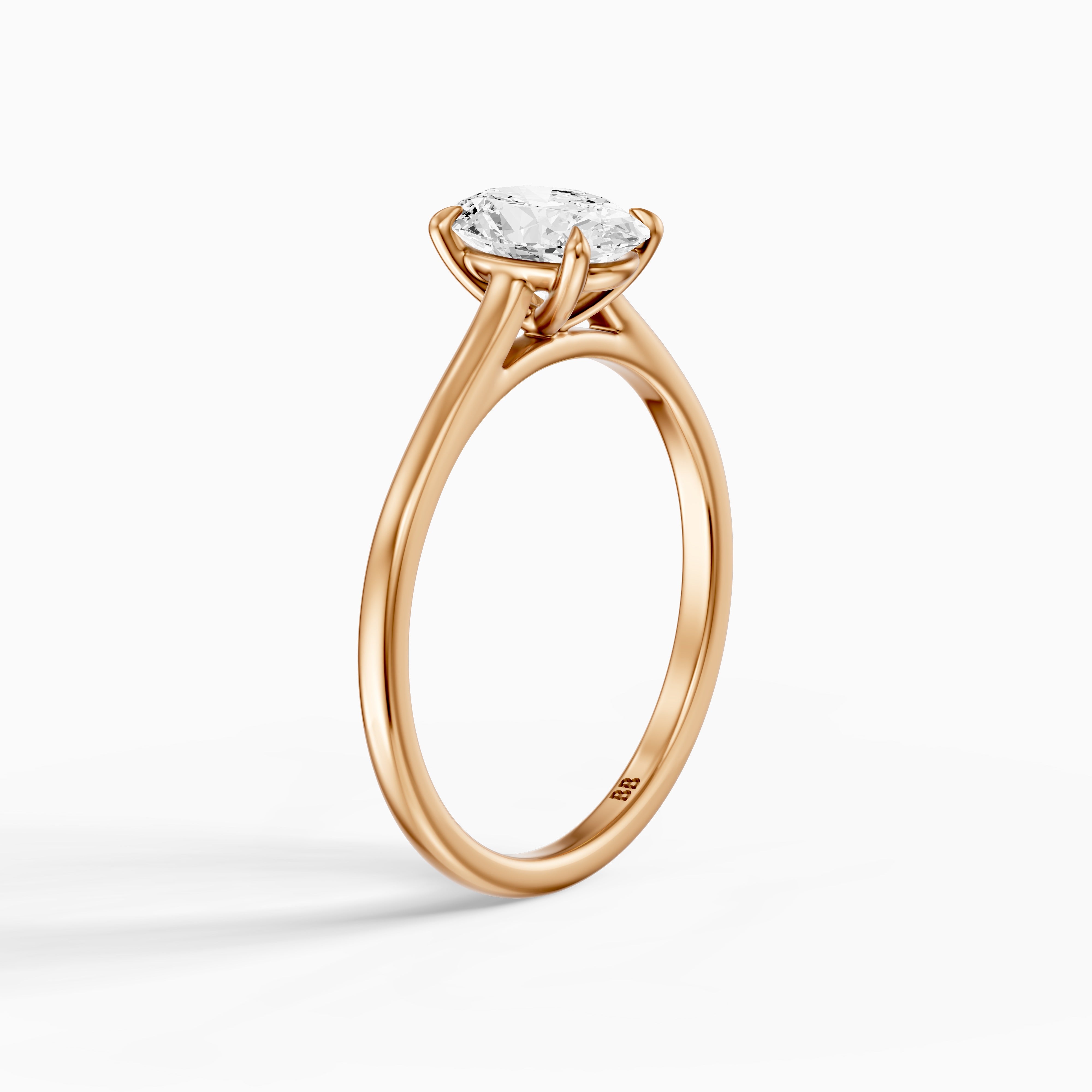Raquel Oval Cut Solitaire Cathedral Style Moissanite Diamond Ring