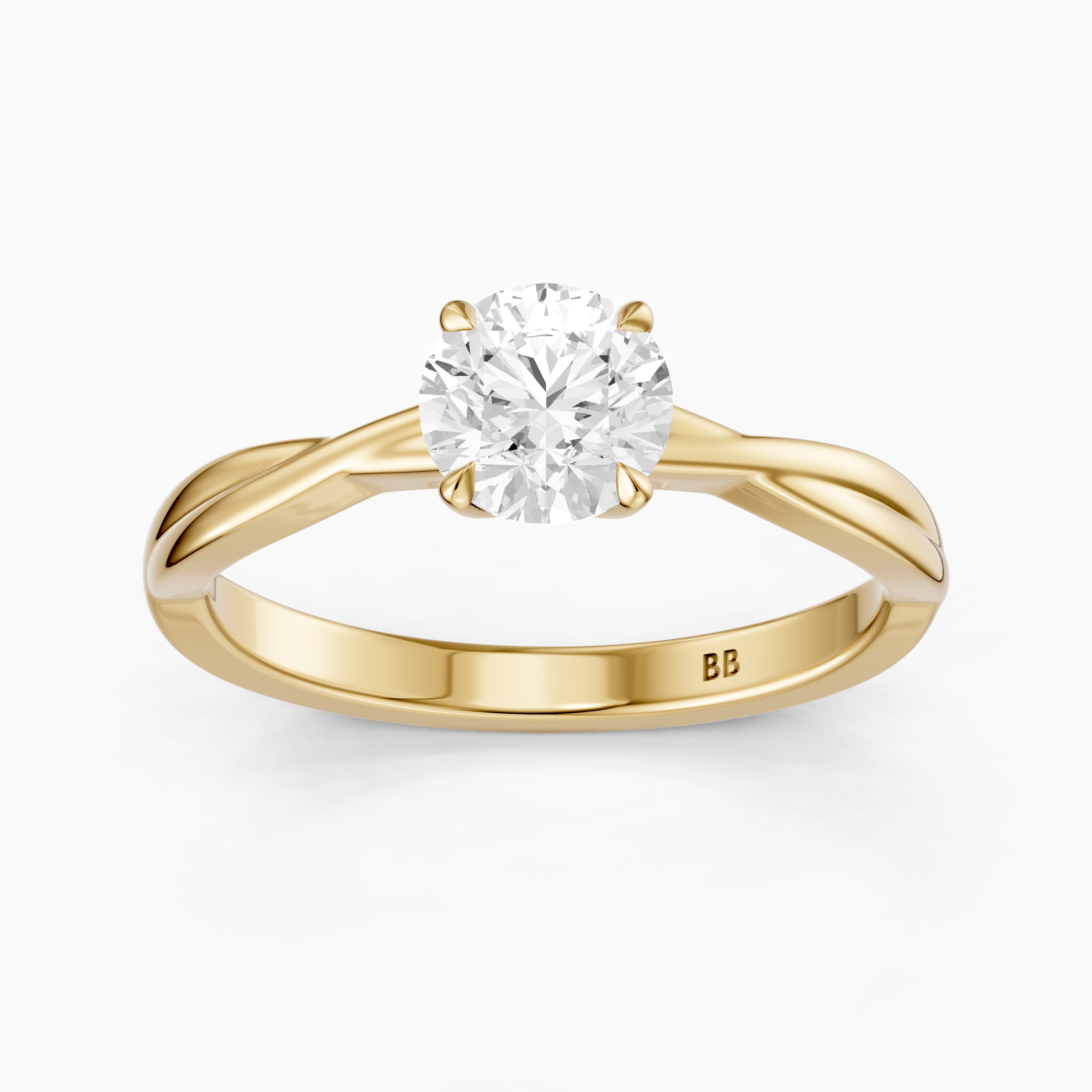 Selina Round Cut Solitaire Twisted Band Moissanite Diamond Ring