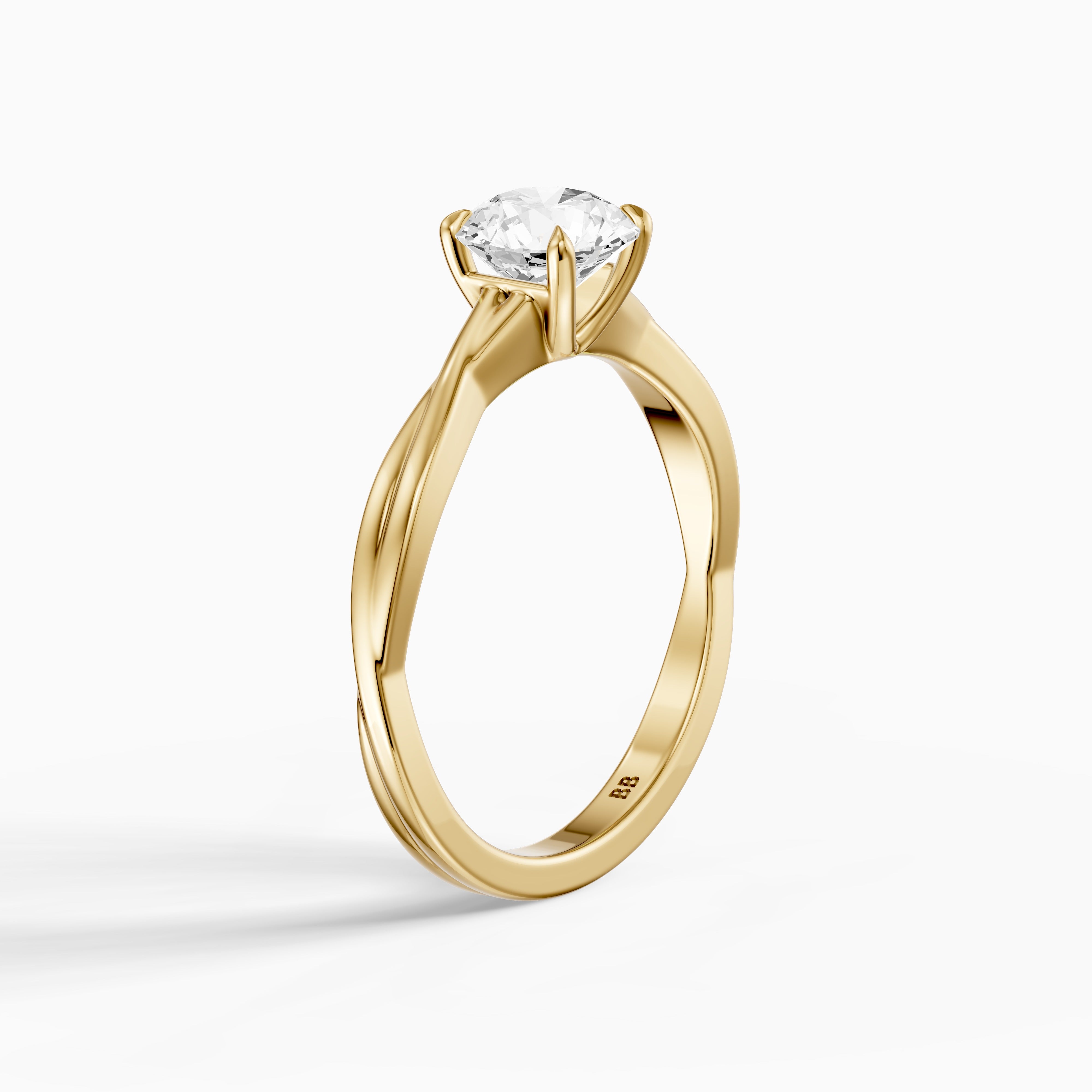 Selina Round Cut Solitaire Twisted Band Moissanite Diamond Ring