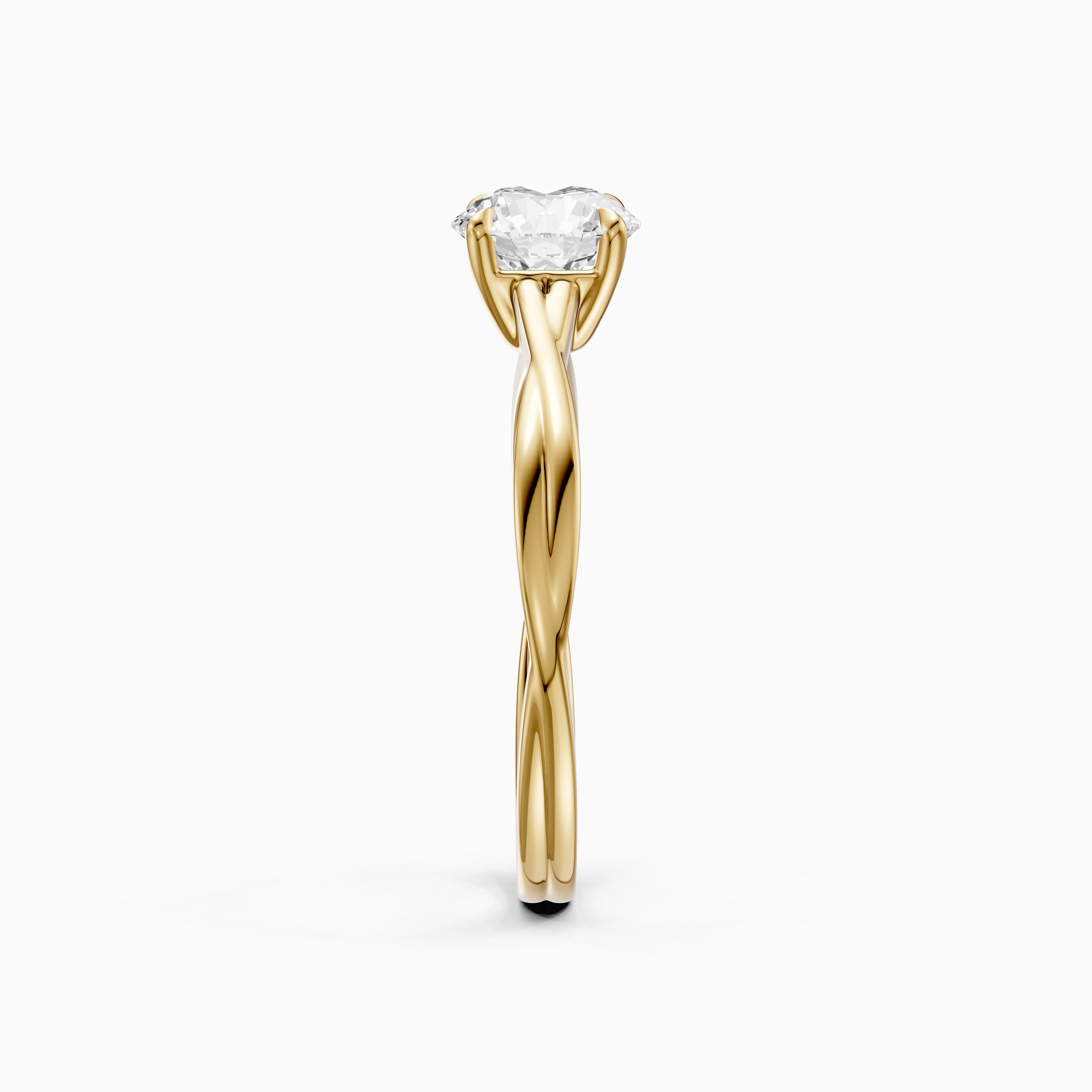 Selina Round Cut Solitaire Twisted Band Moissanite Diamond Ring