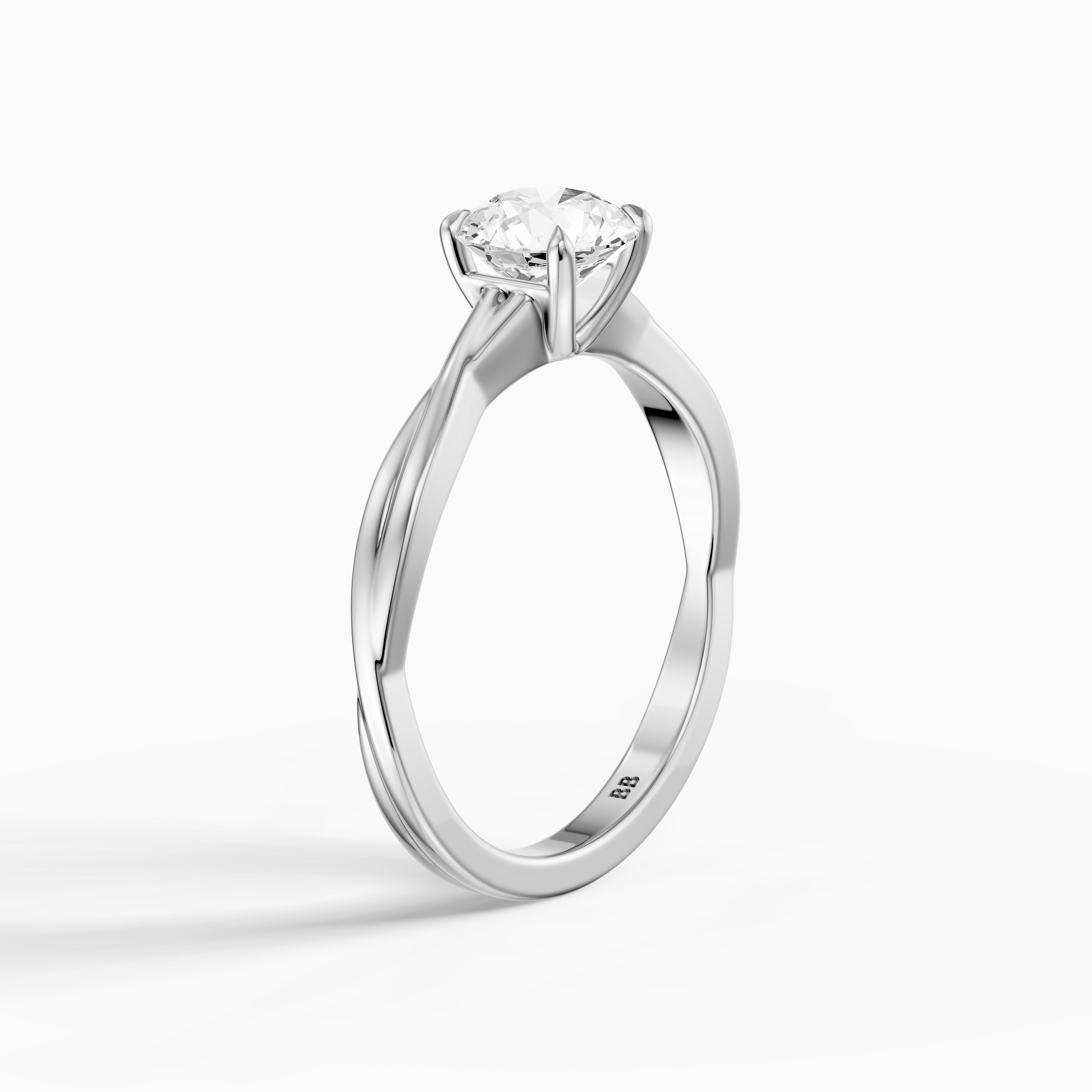 Selina Round Cut Solitaire Twisted Band Moissanite Diamond Ring