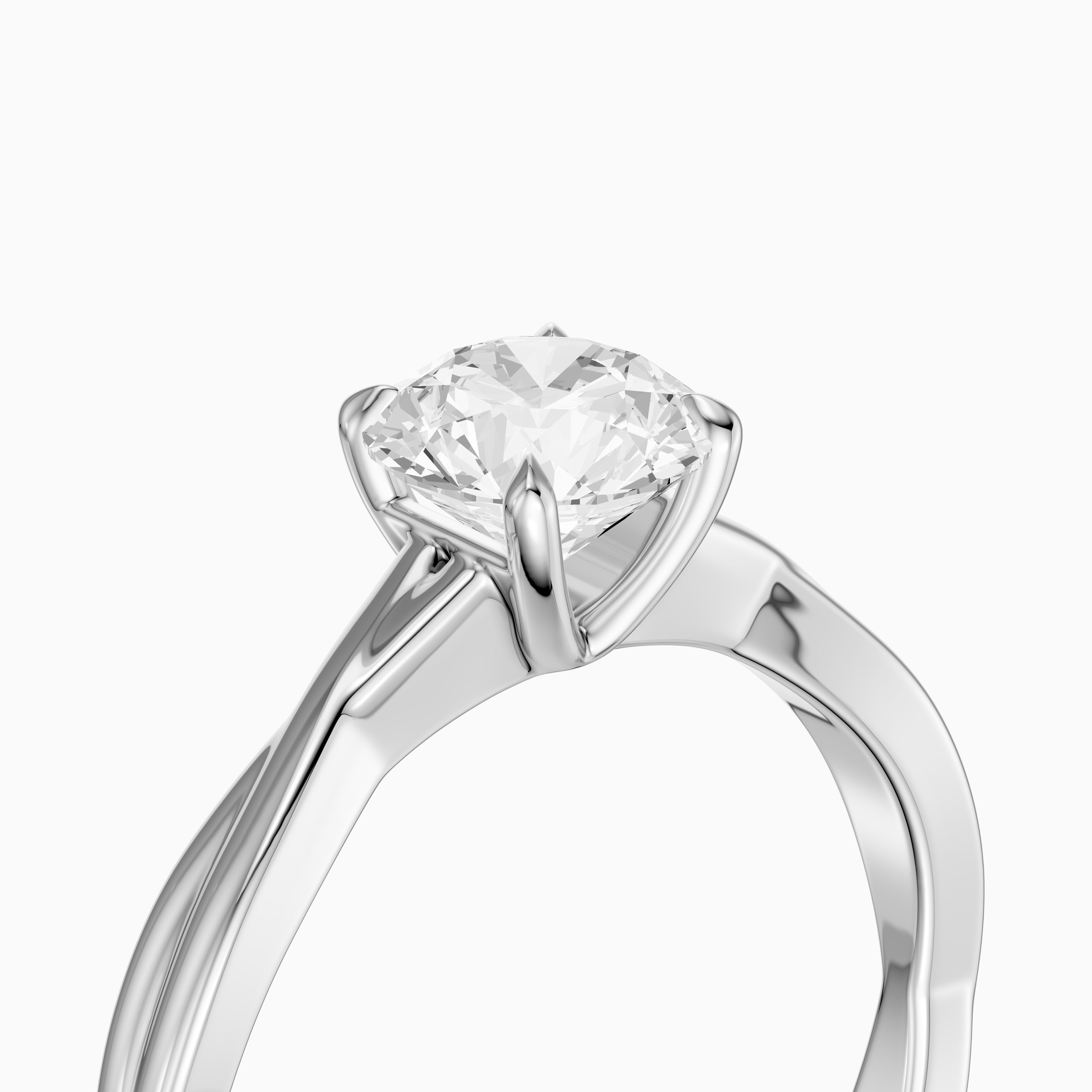 Selina Round Cut Solitaire Twisted Band Moissanite Diamond Ring