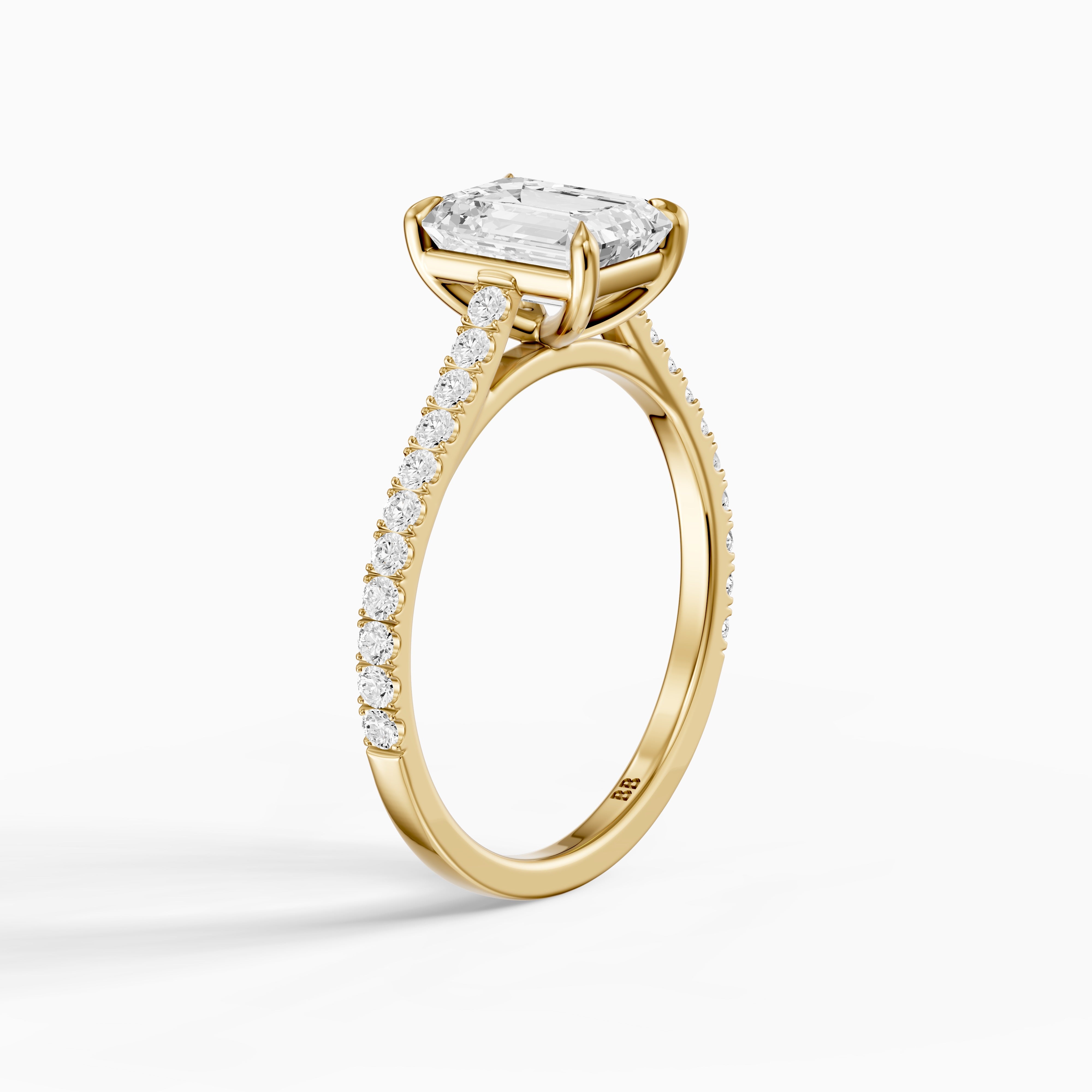 Kendra Emerald Cut Side Stone Pave Moissanite Engagement Ring