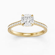 Kately Cushion Cut Side Stone Channel Set Moissanite Diamond Ring