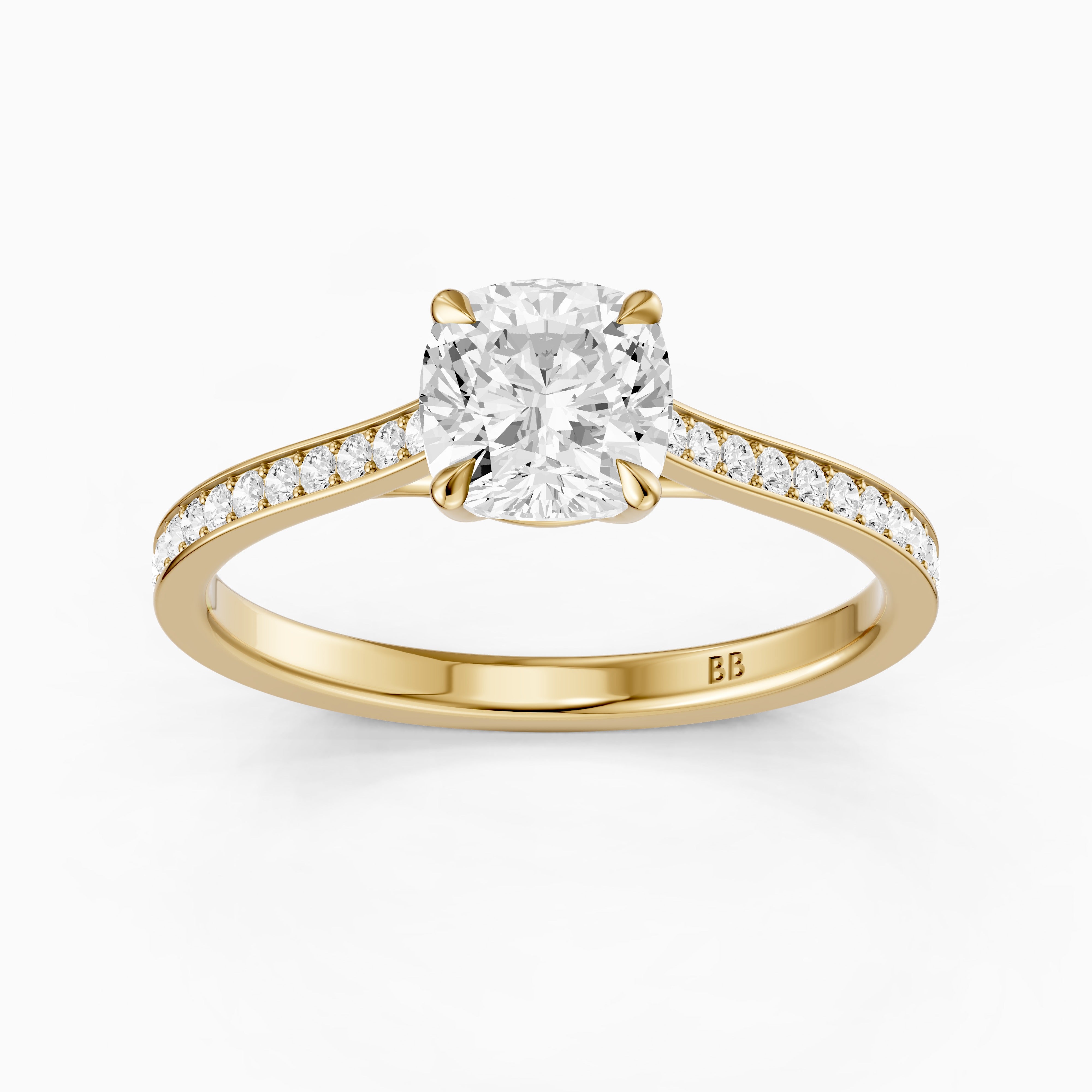 Kately Cushion Cut Side Stone Channel Set Moissanite Diamond Ring