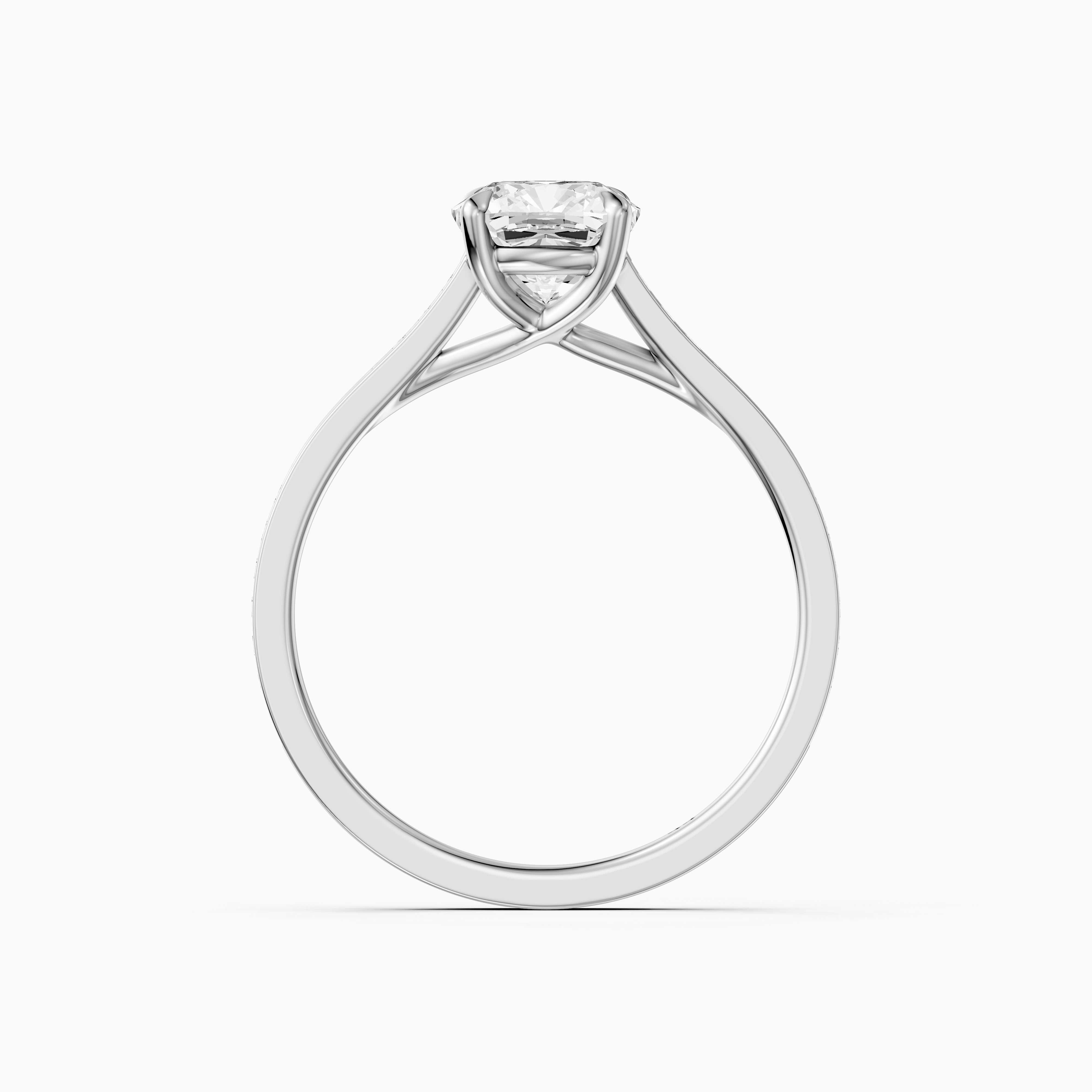 Kately Cushion Cut Side Stone Channel Set Moissanite Diamond Ring