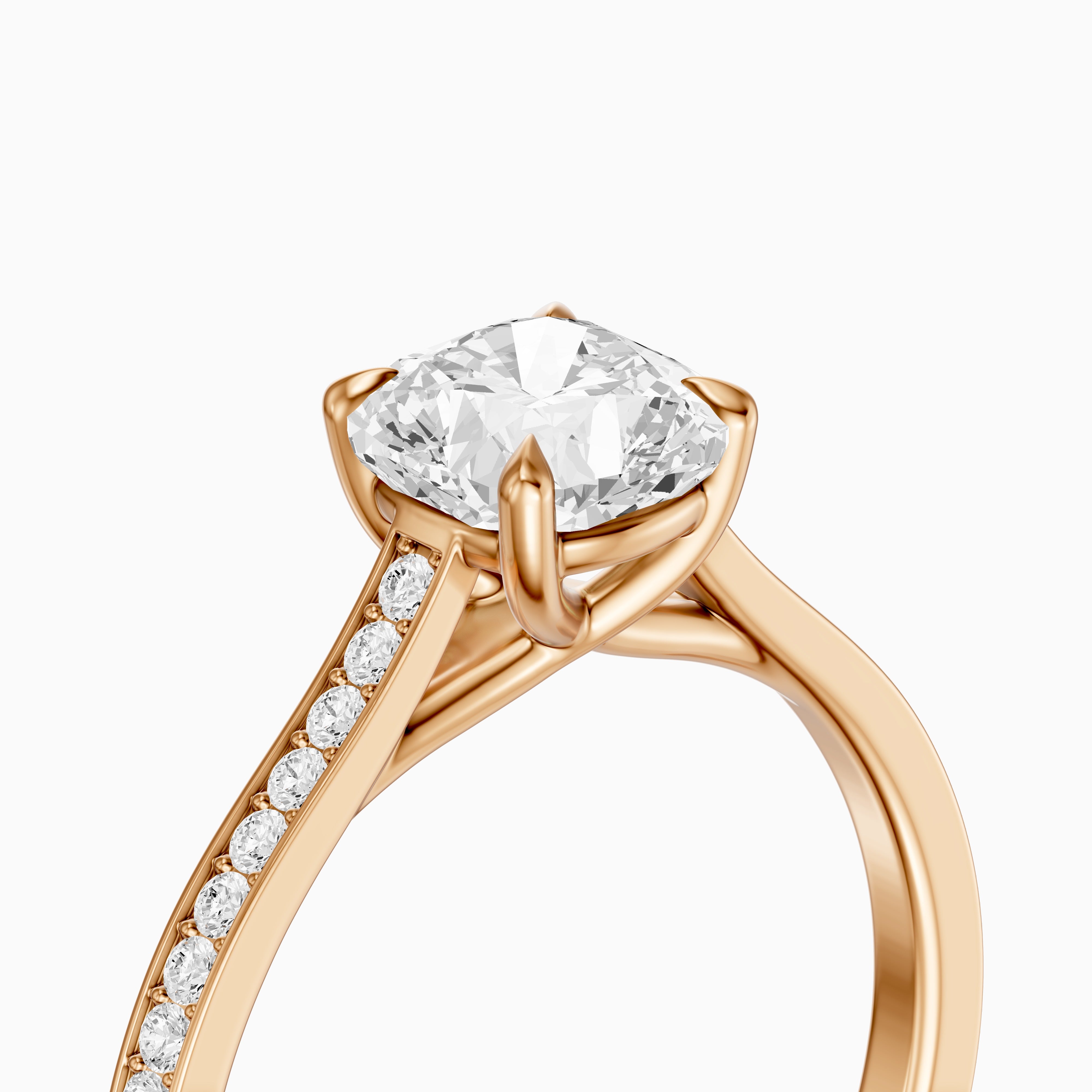 Kately Cushion Cut Side Stone Channel Set Moissanite Diamond Ring