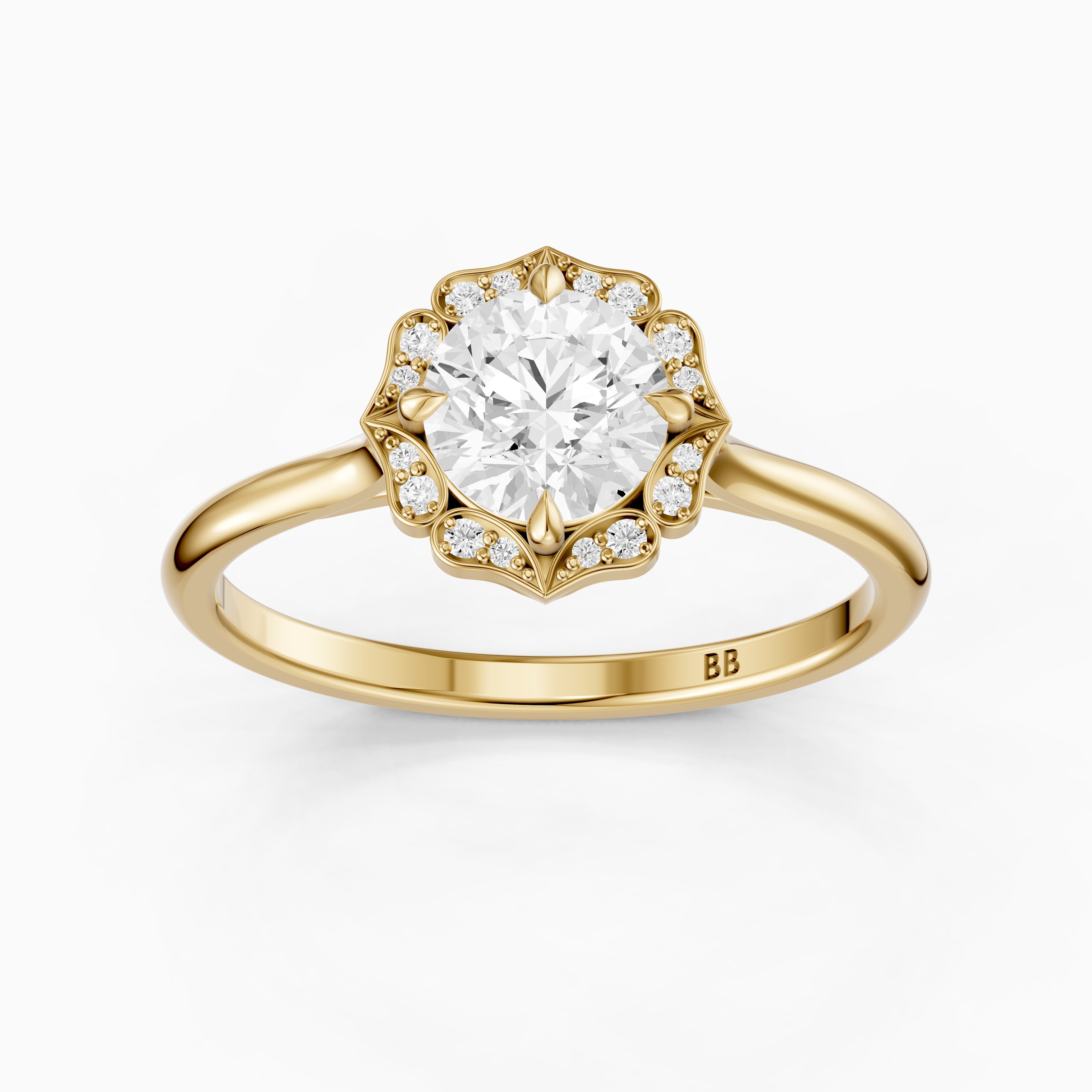 Maddyn Vintage Inspired Round Cut Halo Lab Grown Diamond Ring